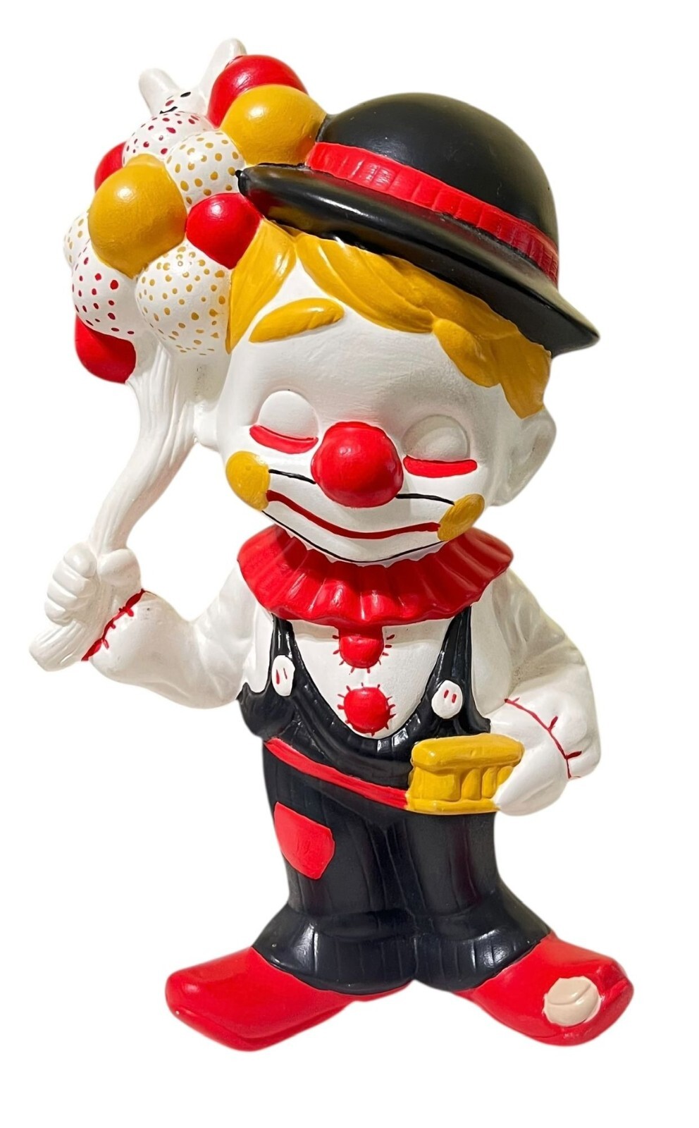 Clown Figurine Hobo Boy Balloon Vendor Hand-Painted Red Black Atlantic Mold Vtg