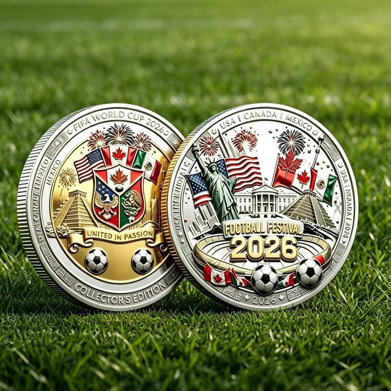 3D 2026 FIFA World Cup USA Canada Mexico Commemorative Coin Collectible Medal