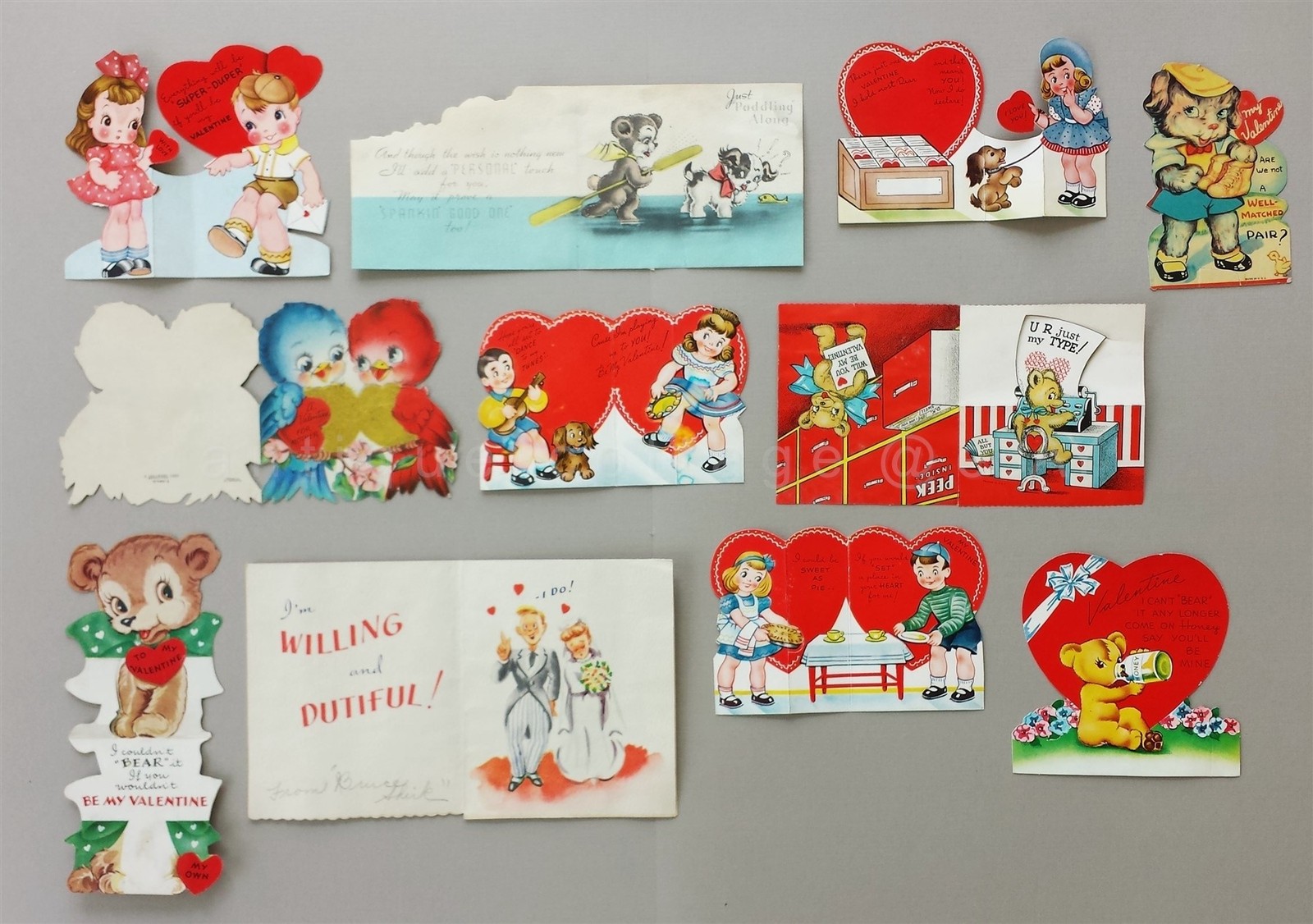 LOT 1945-46 USED 25pc VALENTINE CARD honeycomb a-meri-card norcross hallmark USA