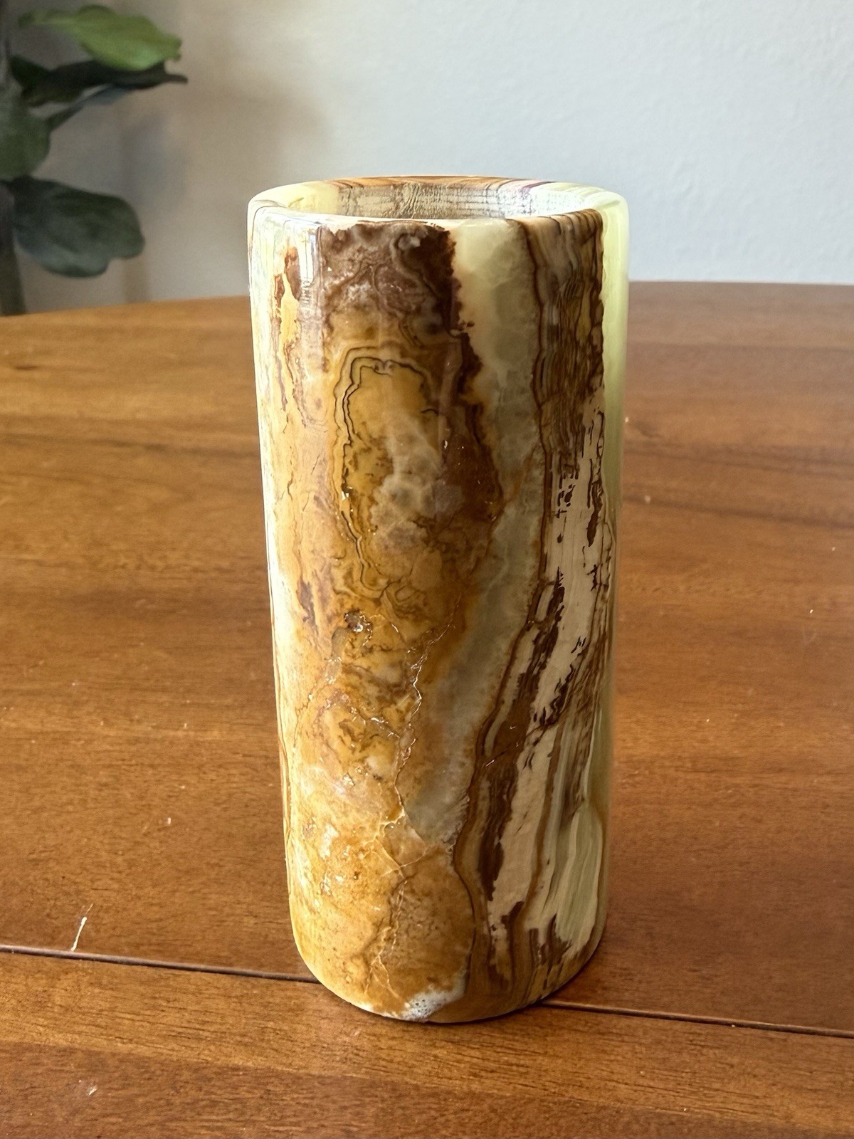 Onyx Stone Candle Holder ~ 4.5” in Solid Natural Stone
