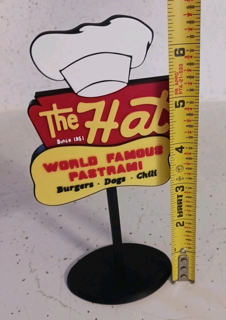 The Hat World Famous Pastrami Restaurant Mini Sign Diorama Display 6.5 inch Tall