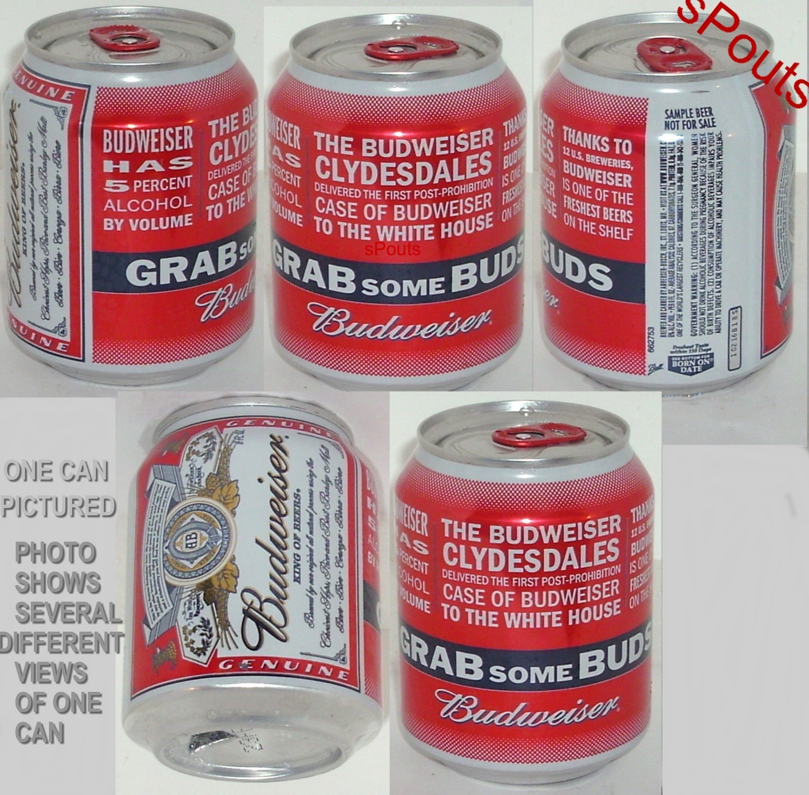 2011 GRAB-SOME-BUDS BUDWEISER 8oz LIMITED PROMOTION BEER CAN CLYDESDALES HORSE
