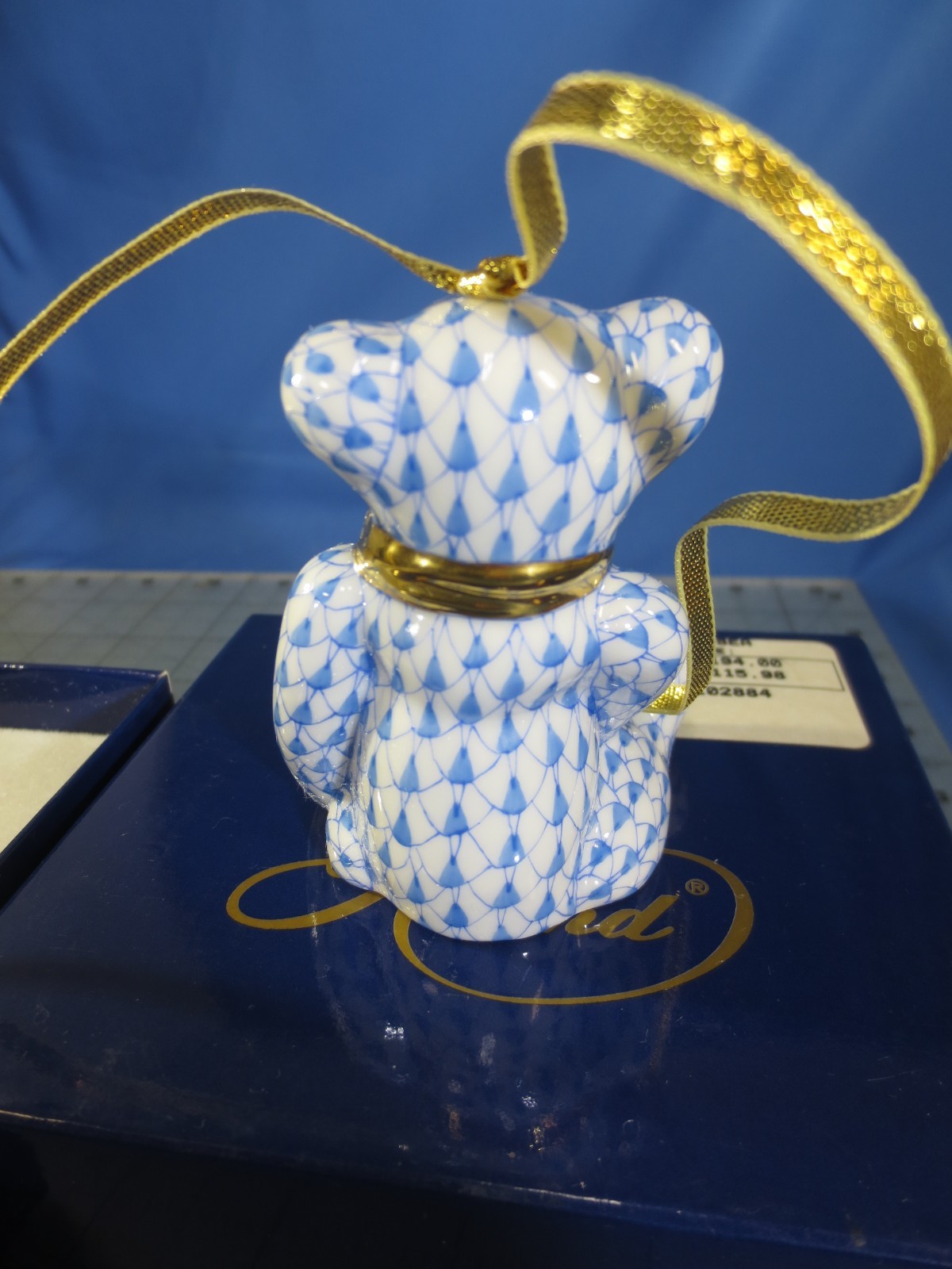 Herend Porcelain Teddy Bear ornament Figurine in box!
