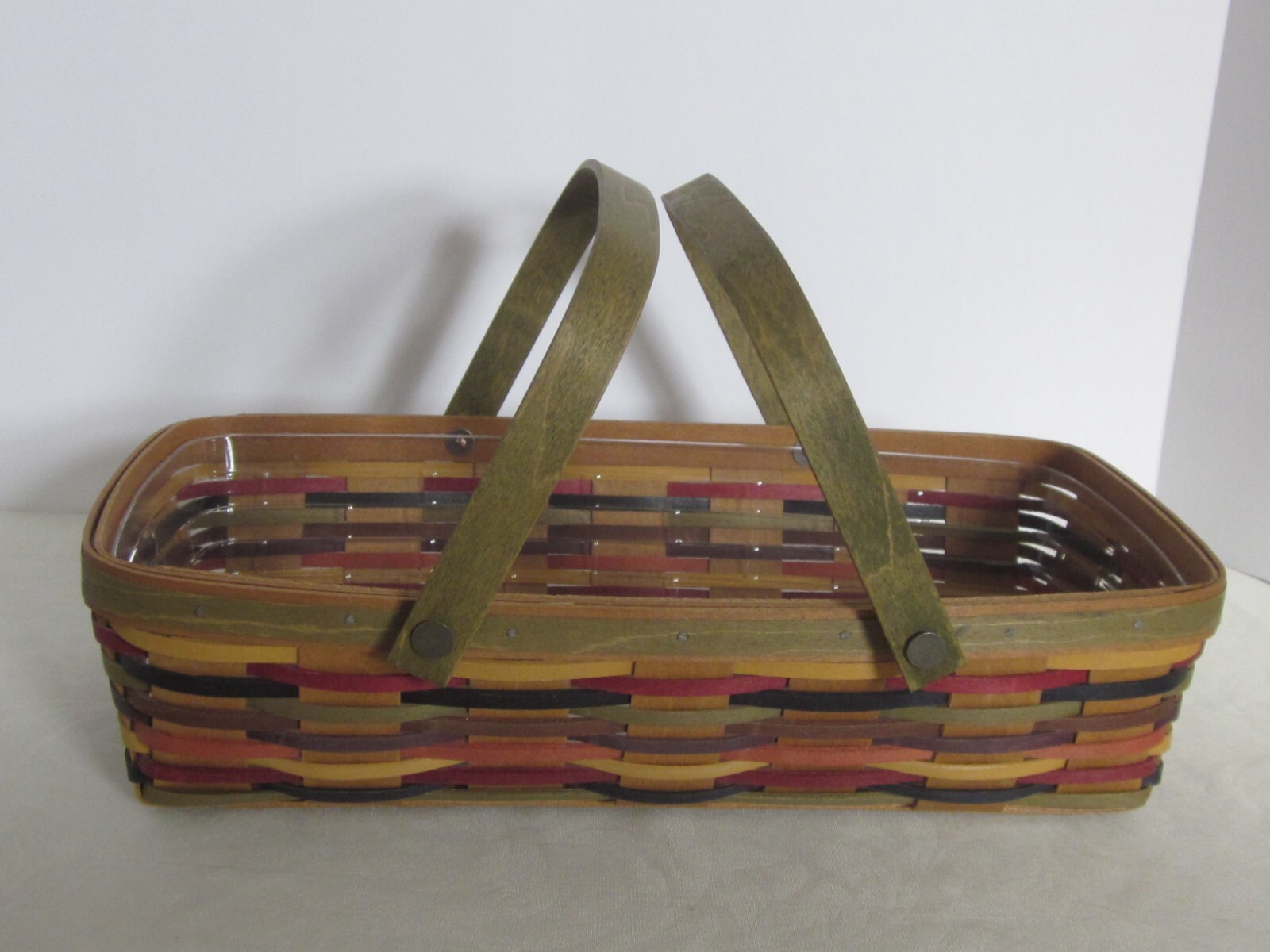 Longaberger 2010 Bright Multi-Color BREAD CARRIER Basket + Protector ~ Summer