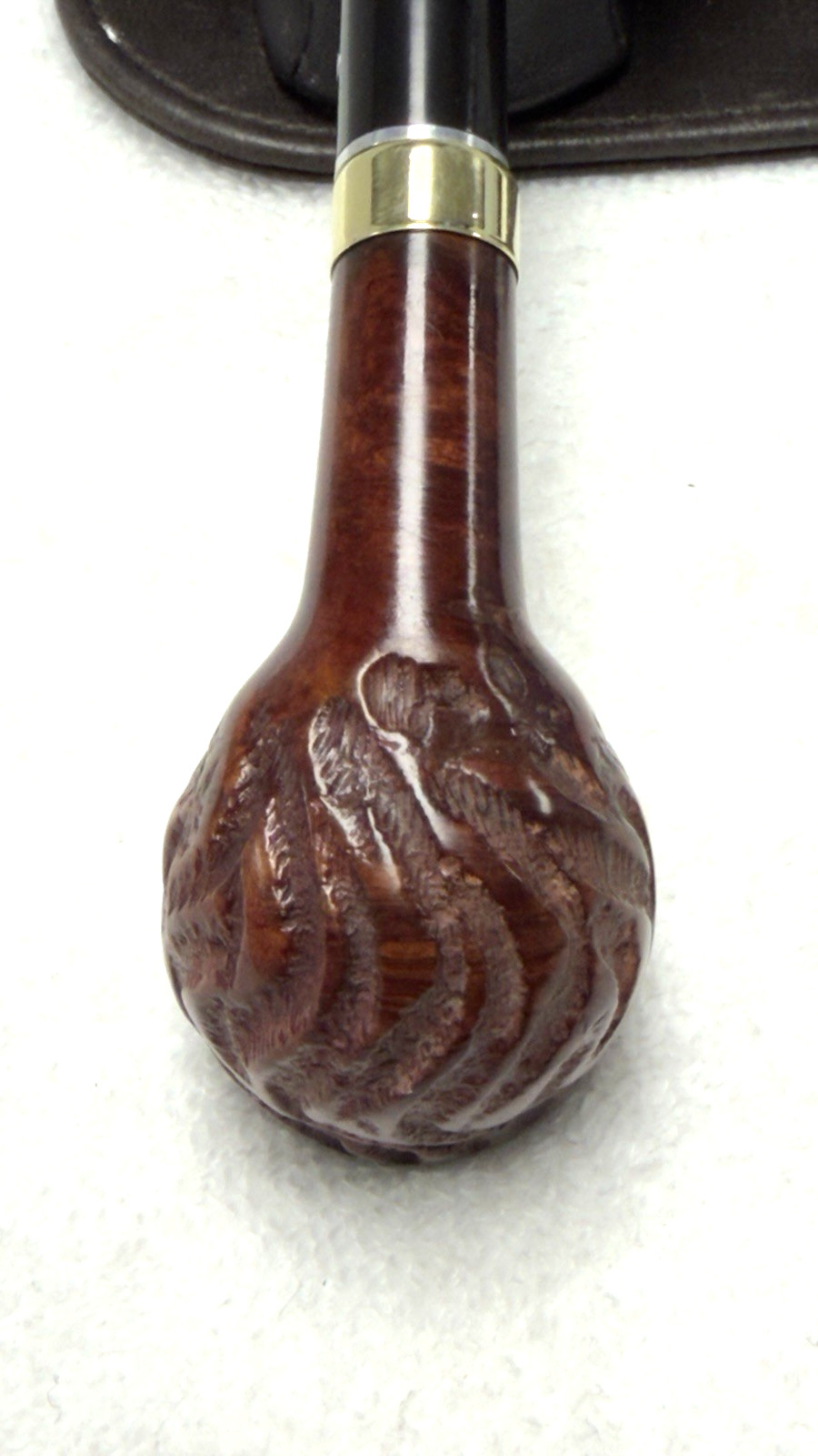 Dr. Grabow Grand Duke Medium Carved Pot 6mm Filter, Shank Repair Band, Mint Stem