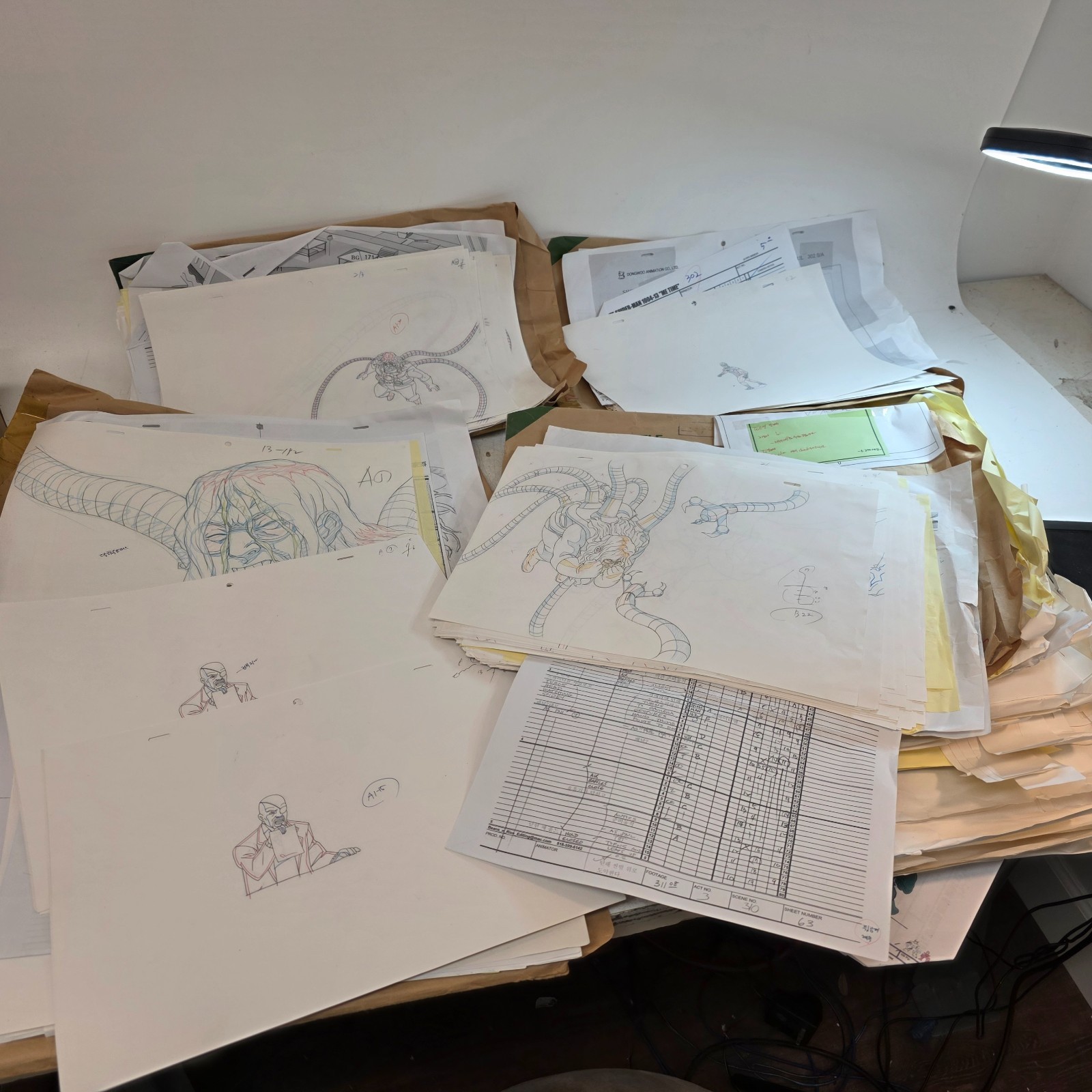 Ultimate Spider-Man Production Animation Cel Drawing Lot Marvel Doc Oc Nick Fury
