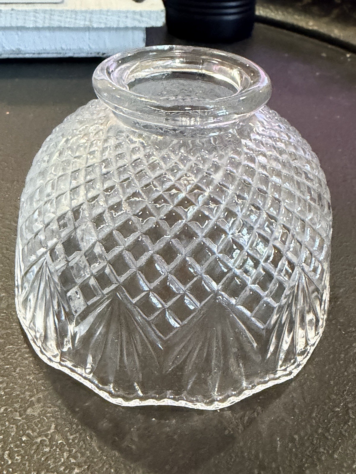 Vtg Westmoreland Clear Fairy Lamp Shade **Top Only** No Base – Pineapple Pattern