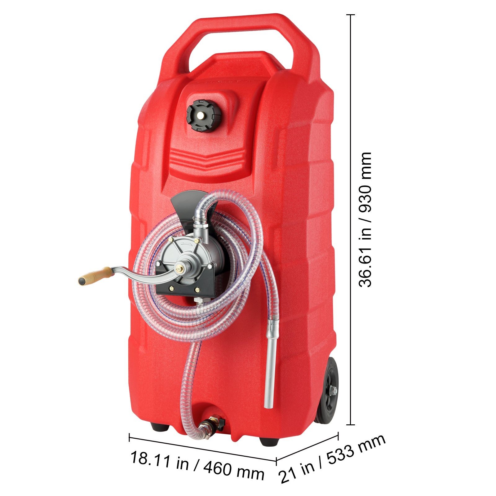 16 Gallon Fuel Caddy, 7.8 L/min, Portable Gas Storage Tank Container with Hand P