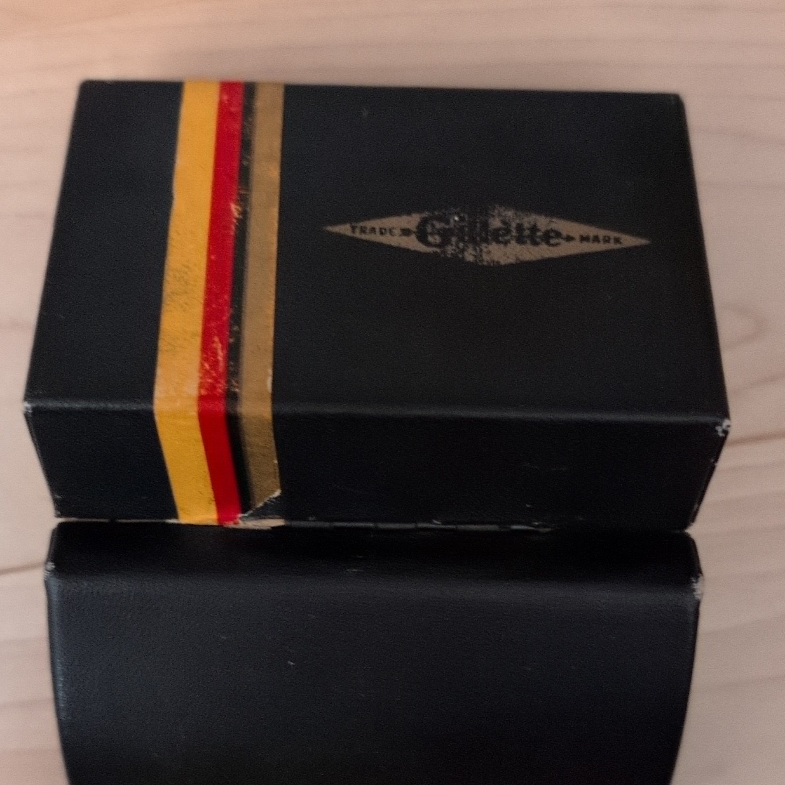 Gillette Vintage Safety Razor Case/Box Black w/ Red/Yellow Stripe (Empty)