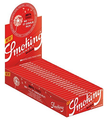 Smoking Rolling Papers Thinnest Medium 1 1/4 Size (Full Box of 25 Booklets)