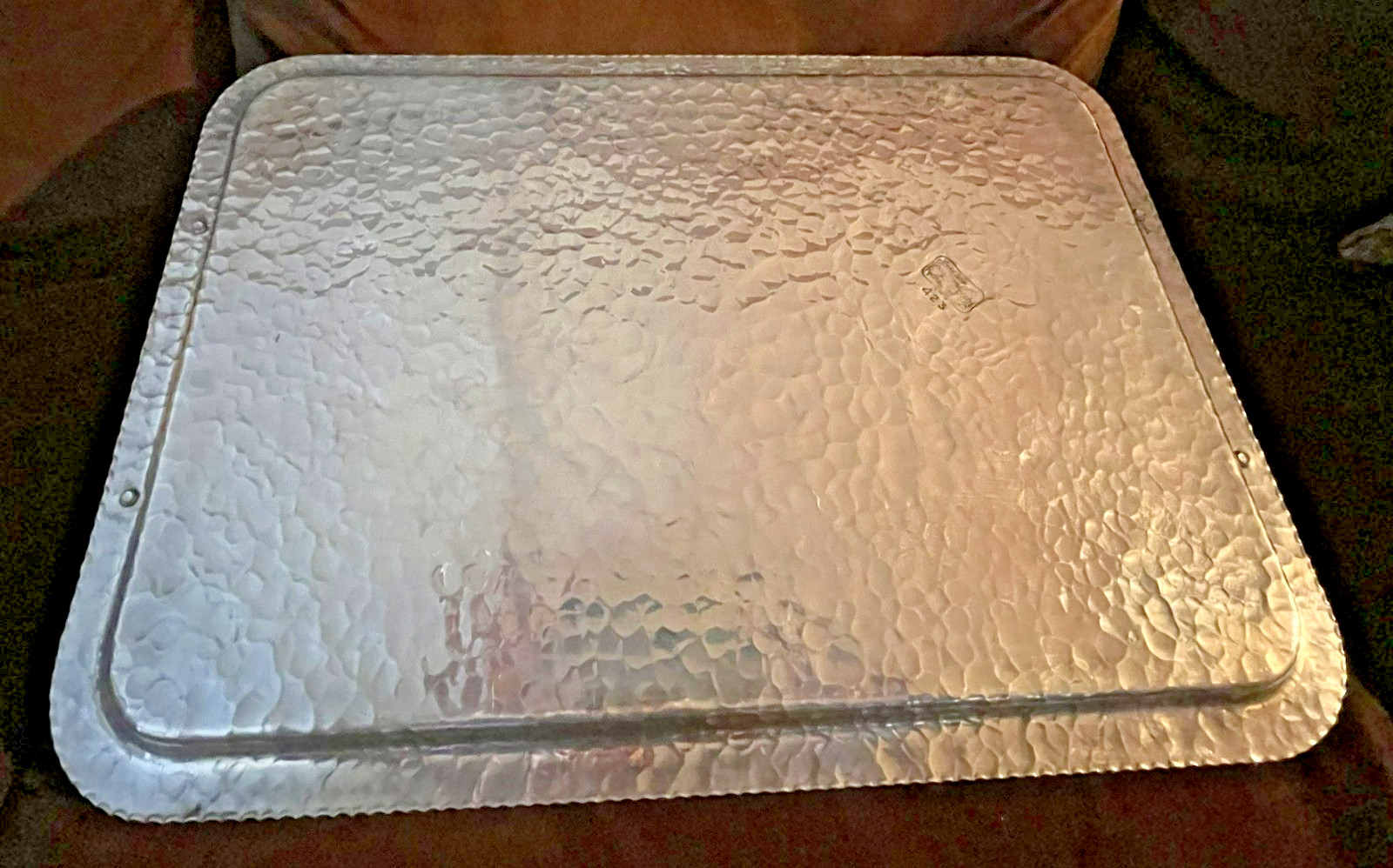 Vintage Rodney Kent 423 Hand Wrought Aluminum Tray Tulip Dogwood Handles 20 x 14
