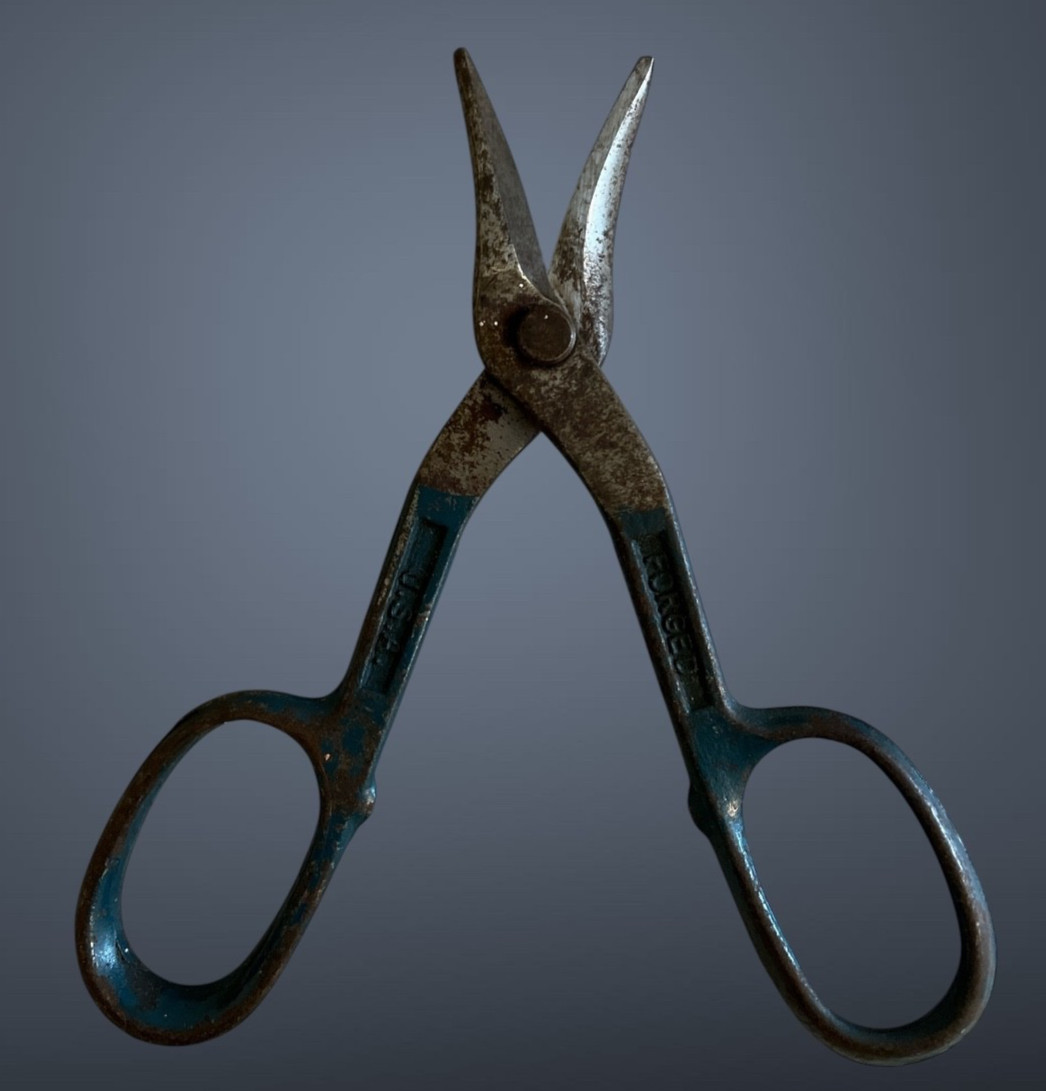 Vtg Forged Steel Tin Snips Duckbill Sheet Metal Shears Cutters Blue Handle USA