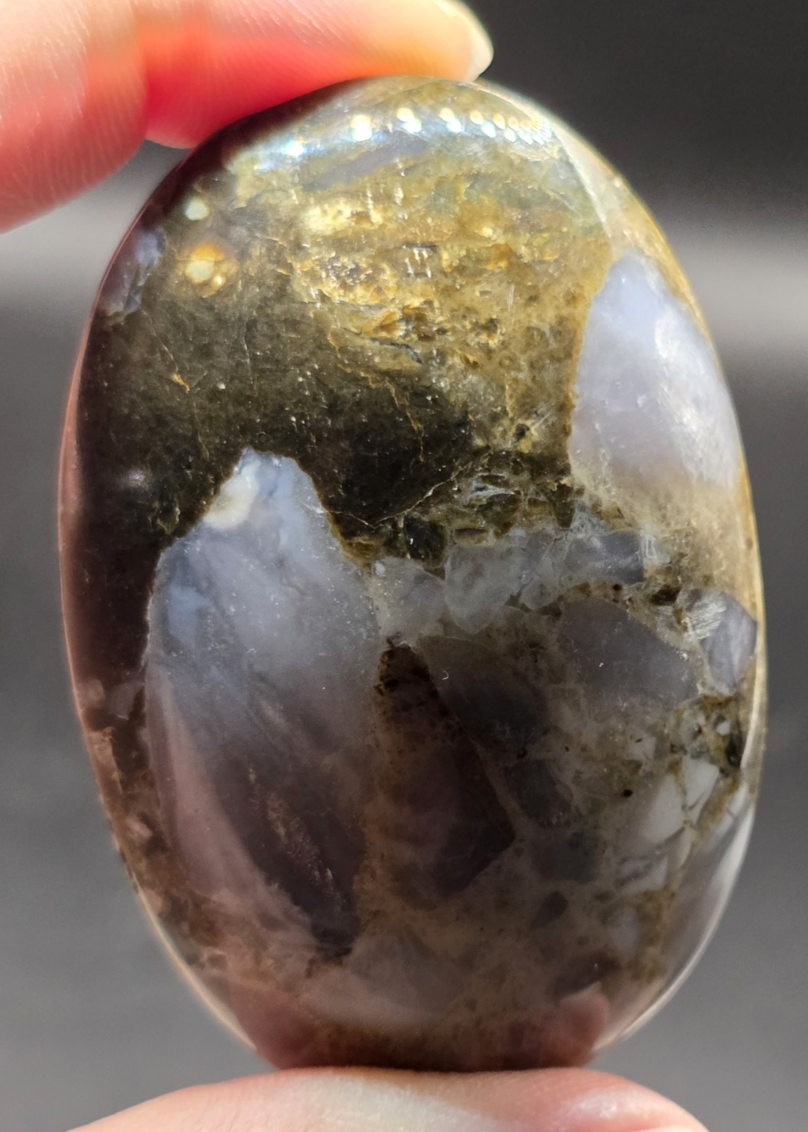 2.5″ Brecciated Purple Jasper Polished Palm Stone | Mystic Merlinite Crystal