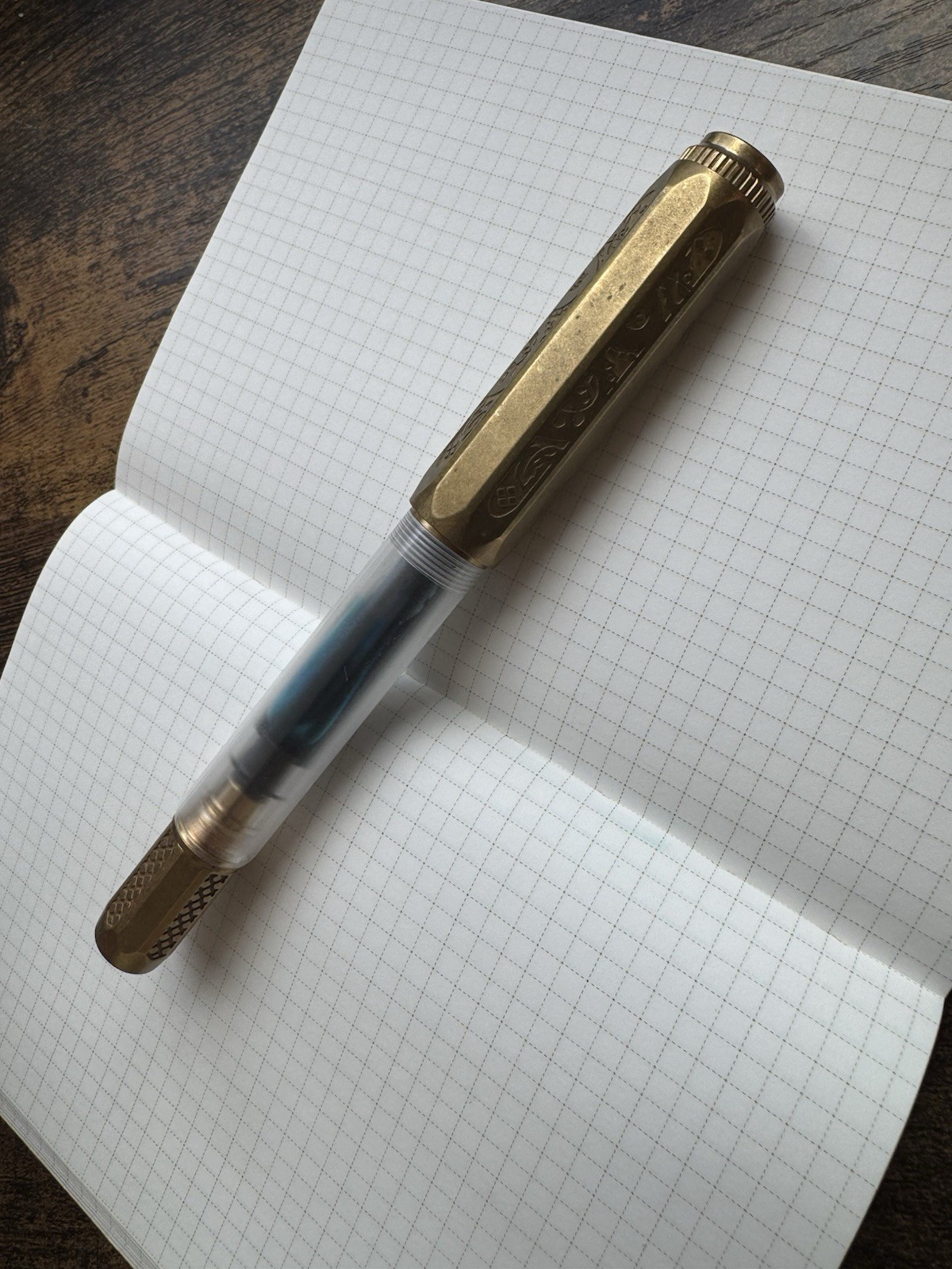 Year Of The Dragon, Brass Fountain Pen, Fine Writing International, M Nib + Ink