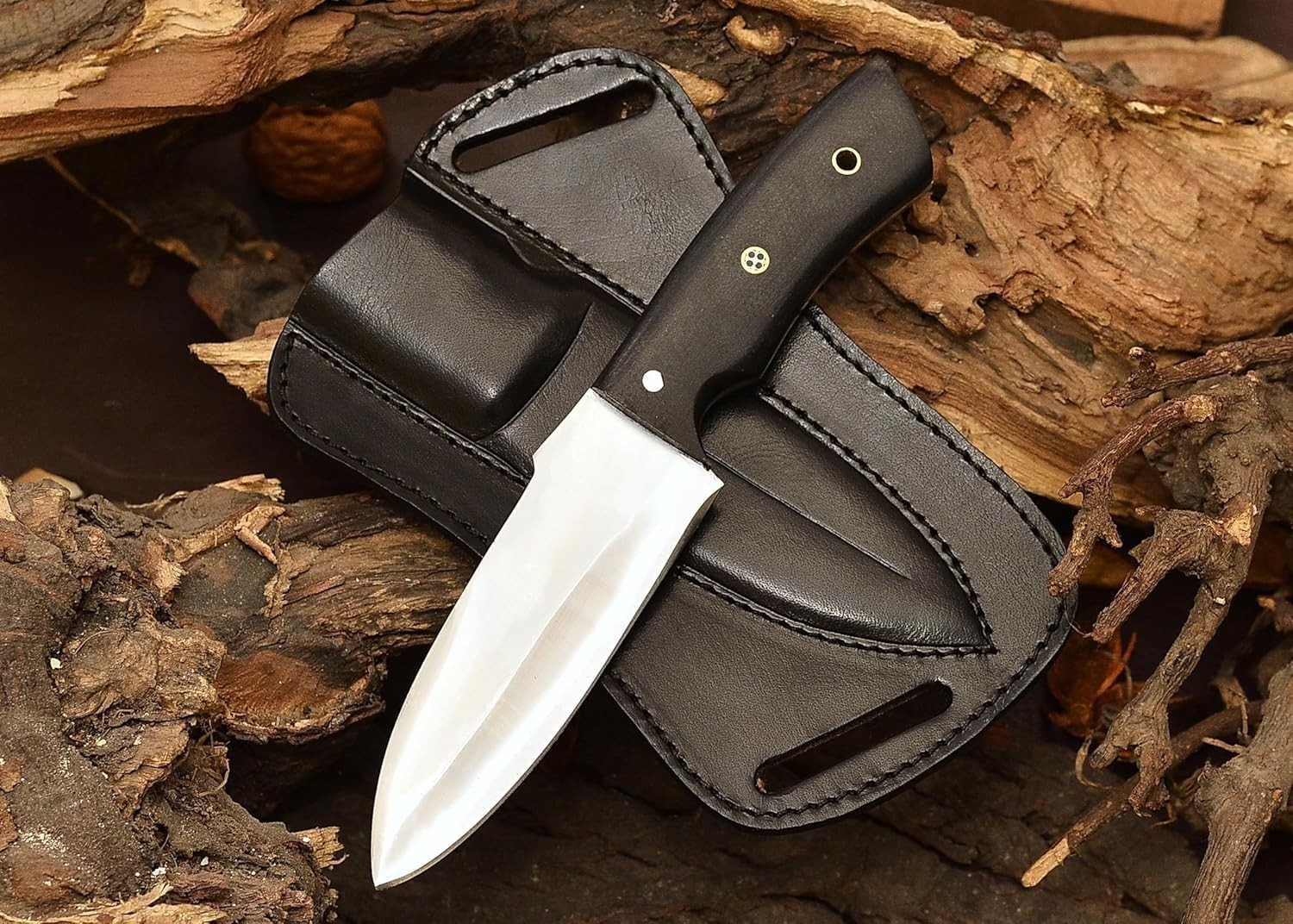 Hunting Knife 1075 Carbon Steel and Micarta Handle Fixed Blade Made