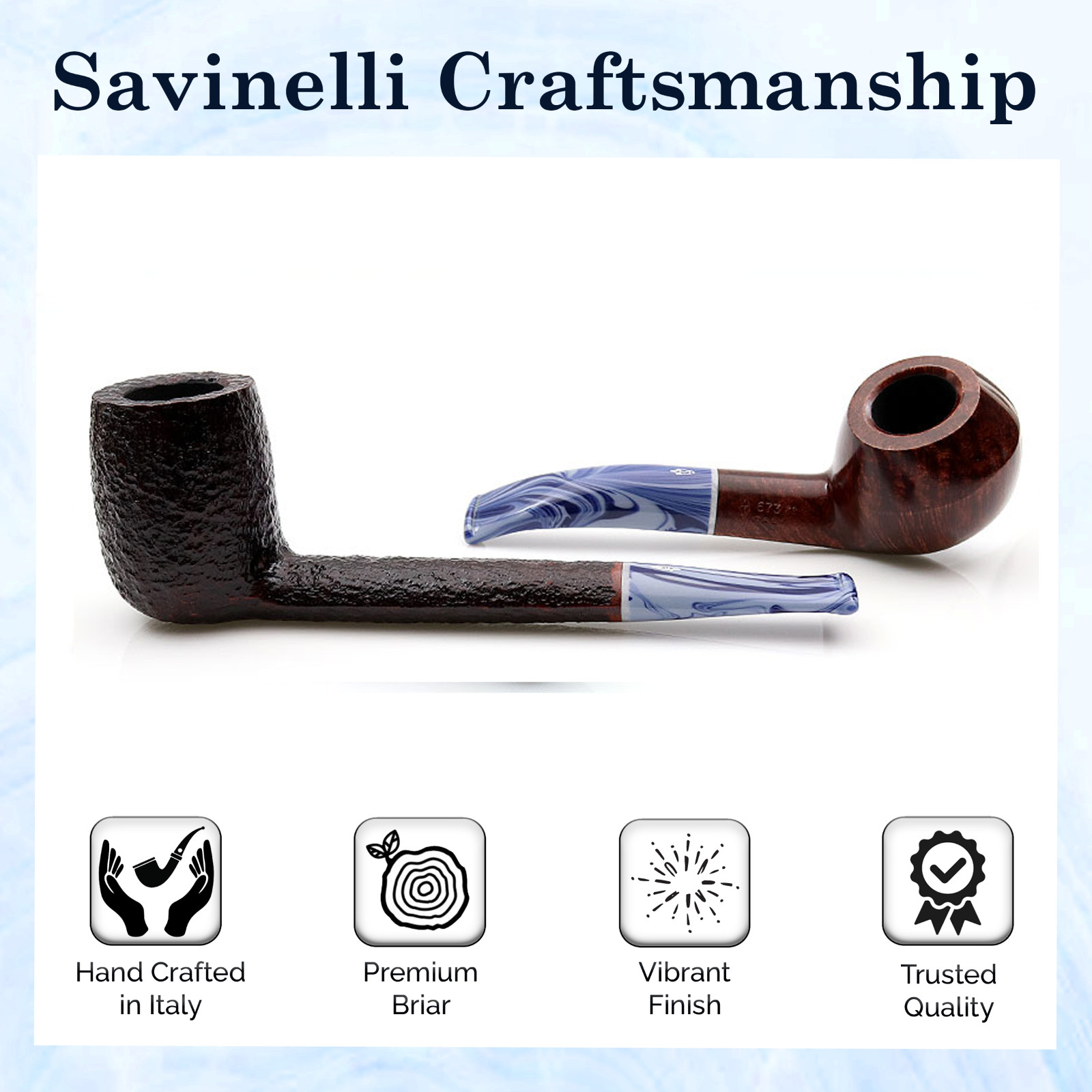 Savinelli Oceano Rusticated 311 KS Unique Blue Bent Billiard Tobacco Pipe 6mm