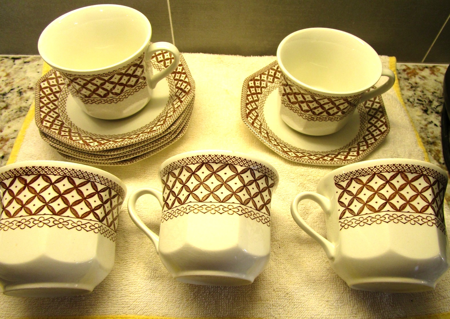 J & G Meakin Wicker Brown Cup & Saucer Staffordshire 351946 Choice 1 or more EUC