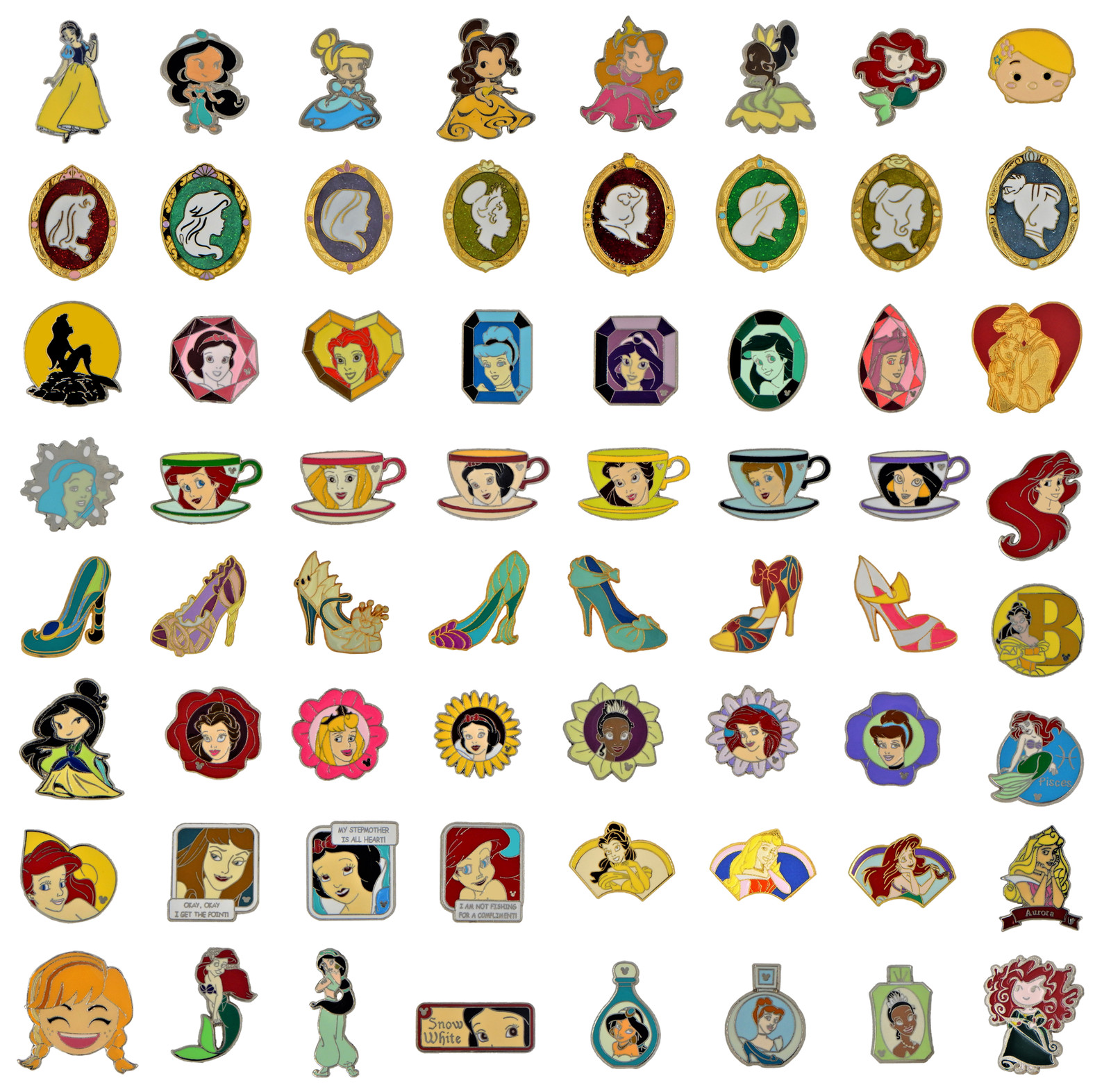 Princess Themed 15 Disney Park Trading Pins Set ~ Randomly Assorted ~ Brand New