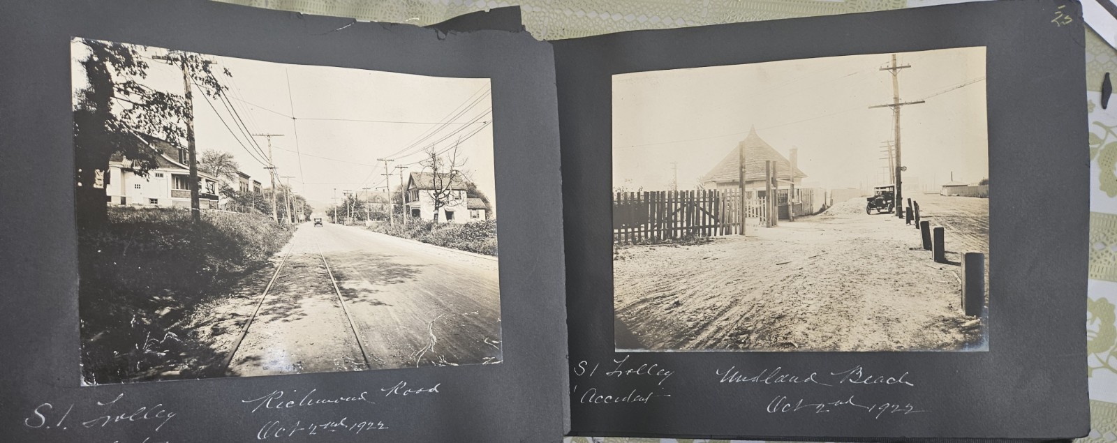 112 GREAT Original 1922-5 Staten Island TROLLEY street scene 7.5×9.5 Photo Album