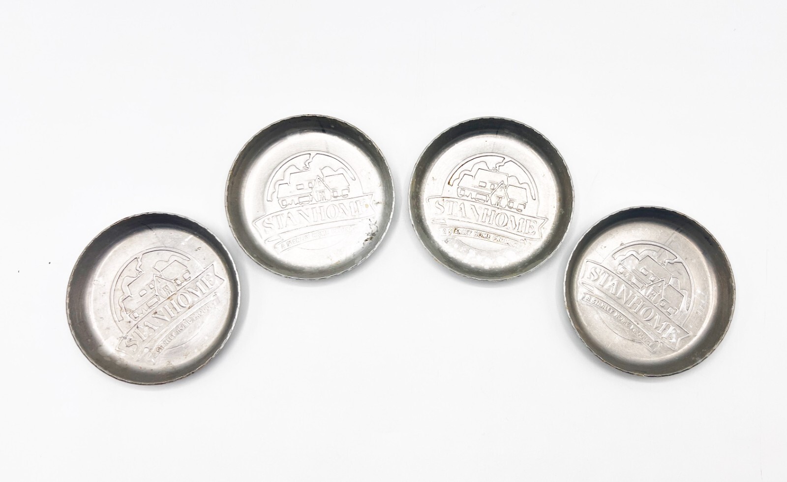 Vintage Set of 4 Stanhome Stanley Home Products Aluminum Coasters