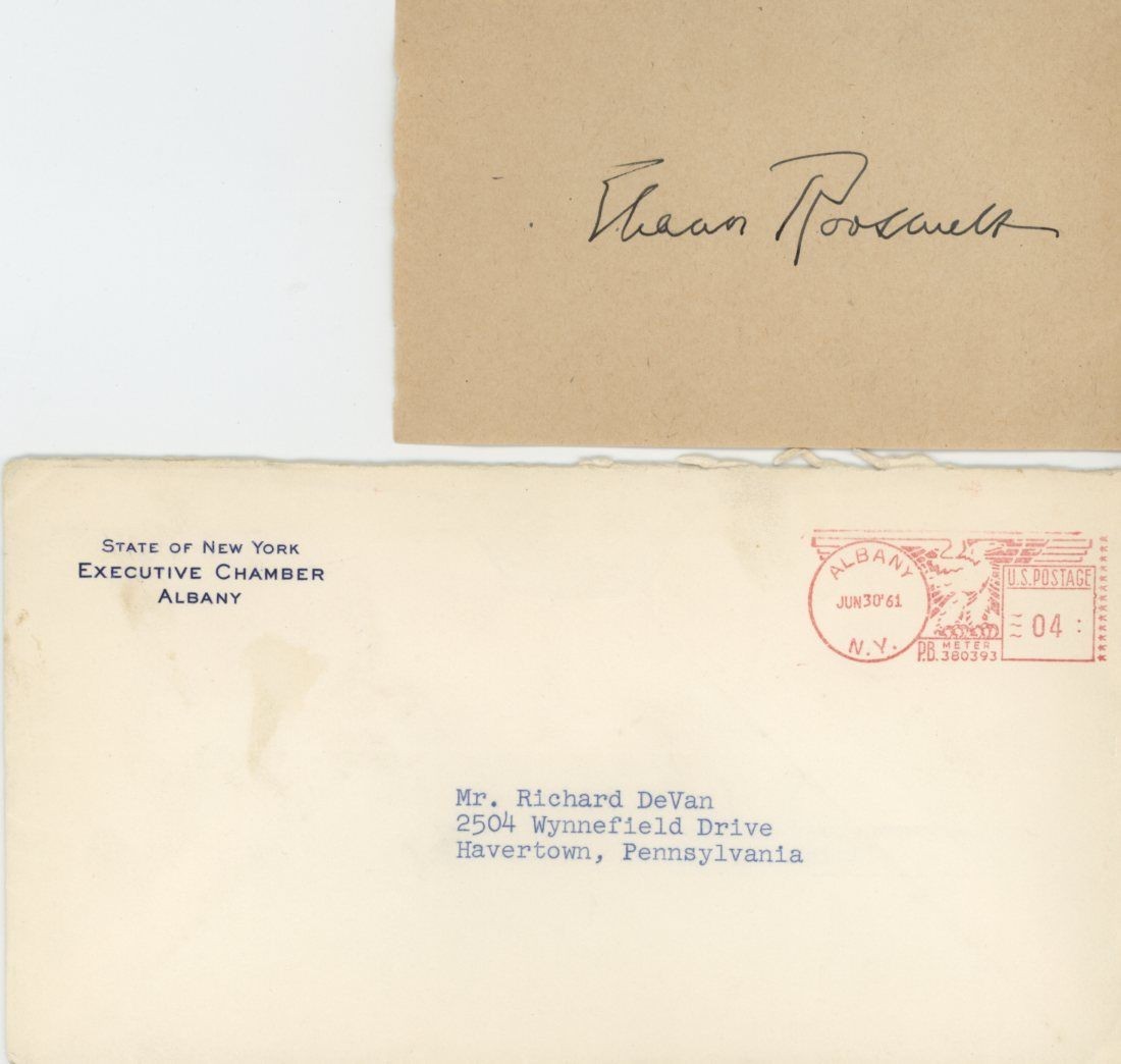 Eleanor Roosevelt-Historical Signed Page w/transmittal envelope