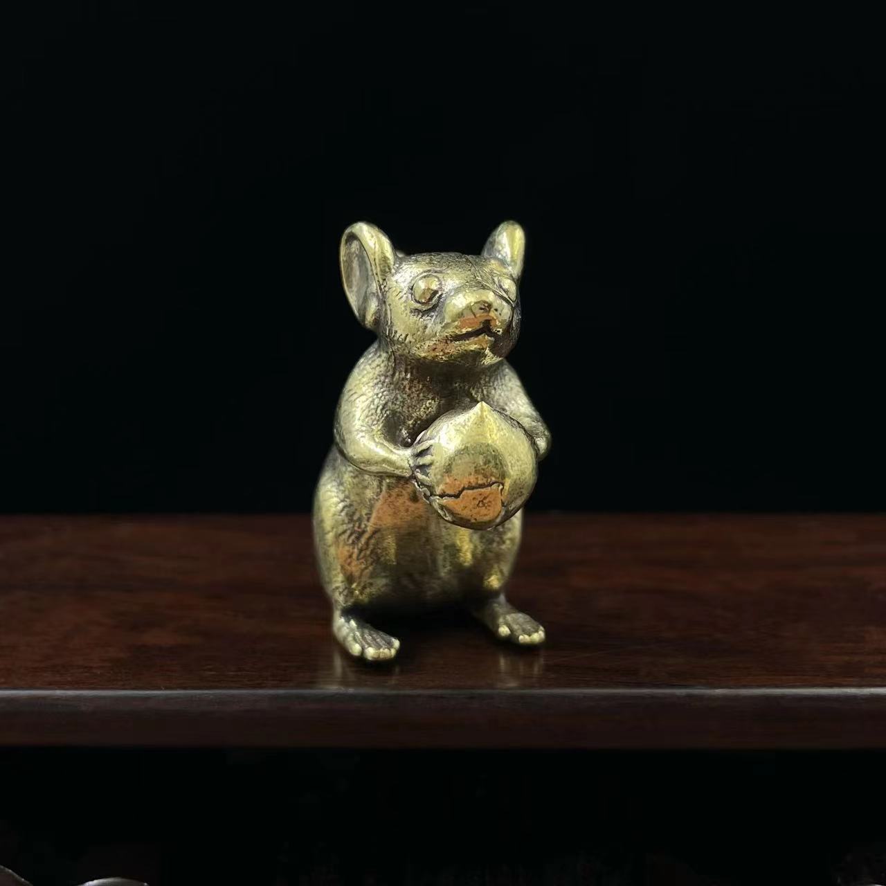Tabletop Figurine Brass Mouse Animal Statue Sculpture Home Decor Gift USA