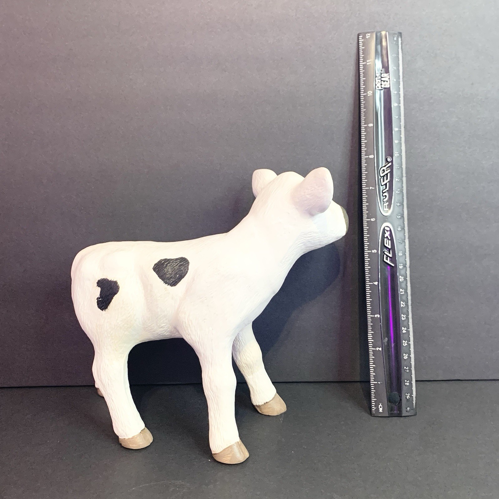 Hand Painted Poreclain Cow Figurine Signed R S 2021 Animal Farm Handmade 8 In