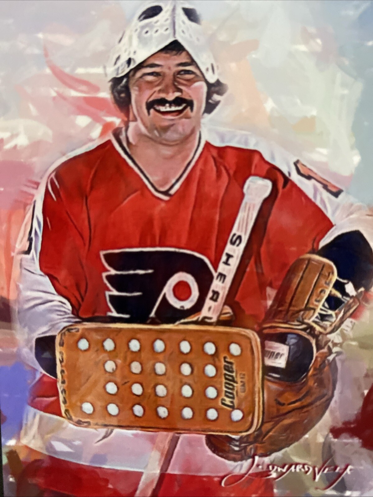 Bernie Parent #3 Art Card Limited Numbered xx/50 Edward Vela Signed 2019.
