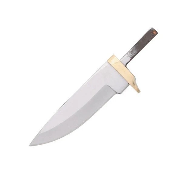 Drop Point Knife Blade Blank 3.75″ Stainless with Brass Guard