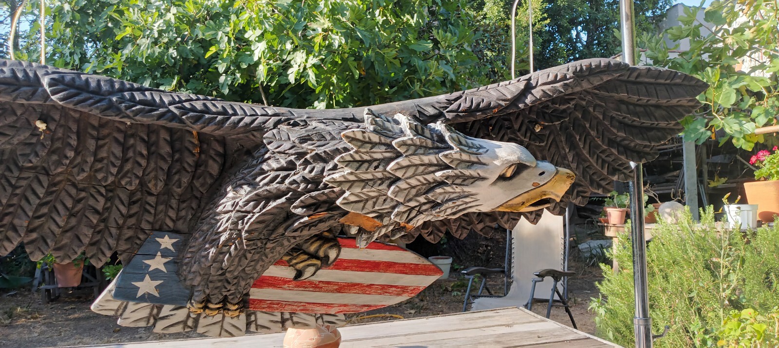 1970’s Catskills Original Carved & Painted Wooden Large 60″ Bellamy Type Eagle