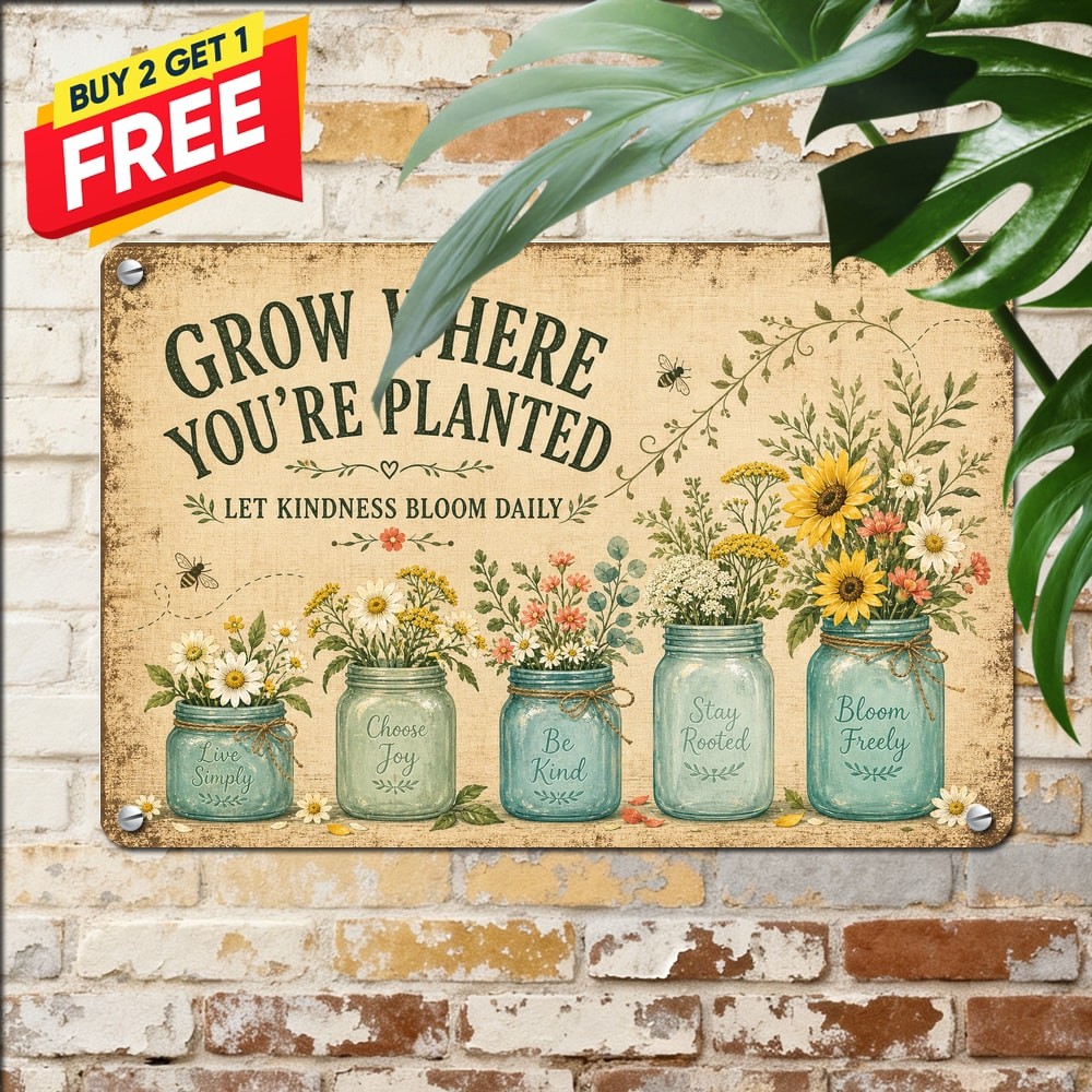 What A Wonderful World Flower Meadow Botanical Landscape Garden Metal Sign