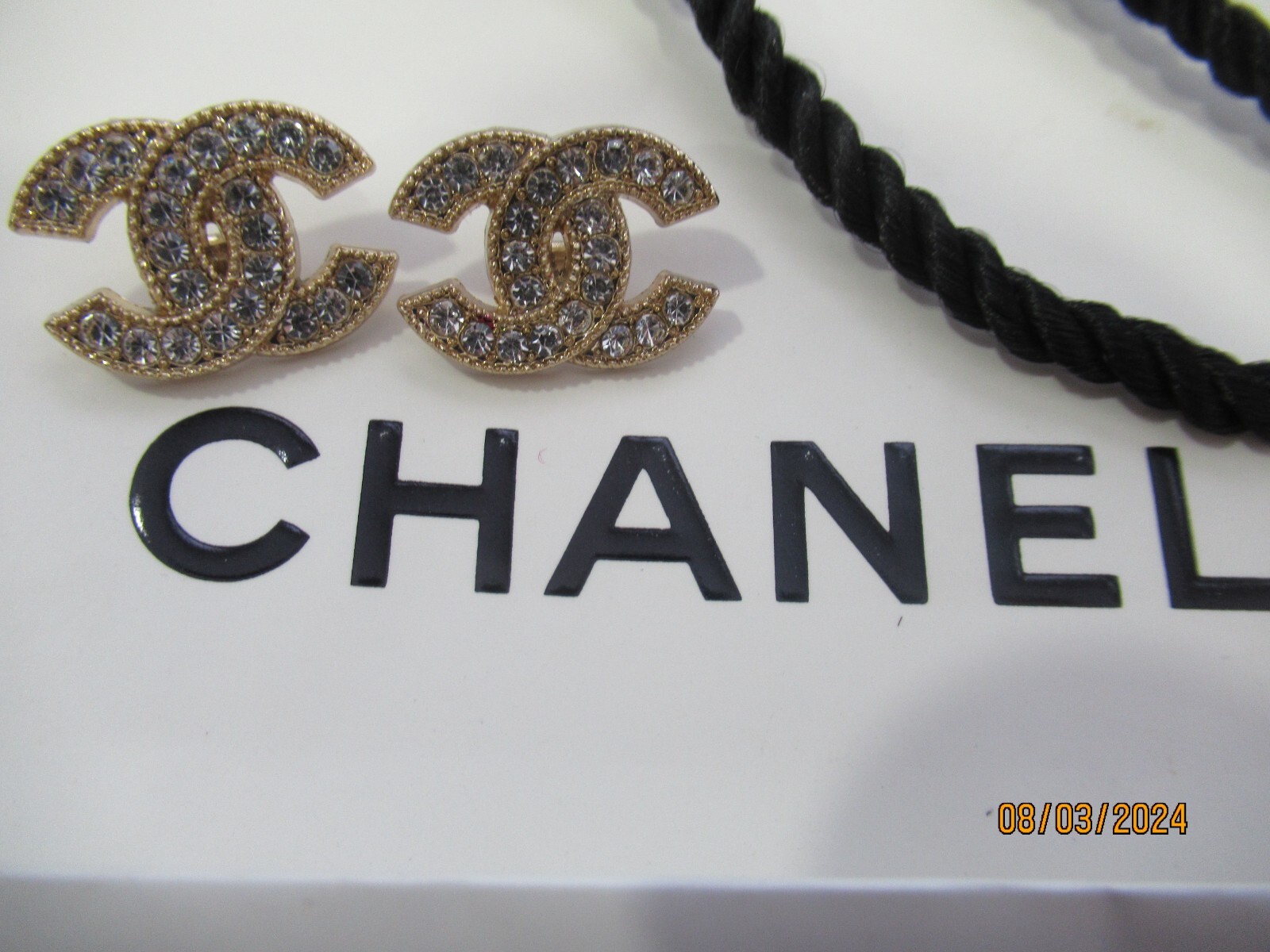 CHANEL 2 BUTTONS 22MM, GOLD tone, clear crystals THIS IS FOR 2