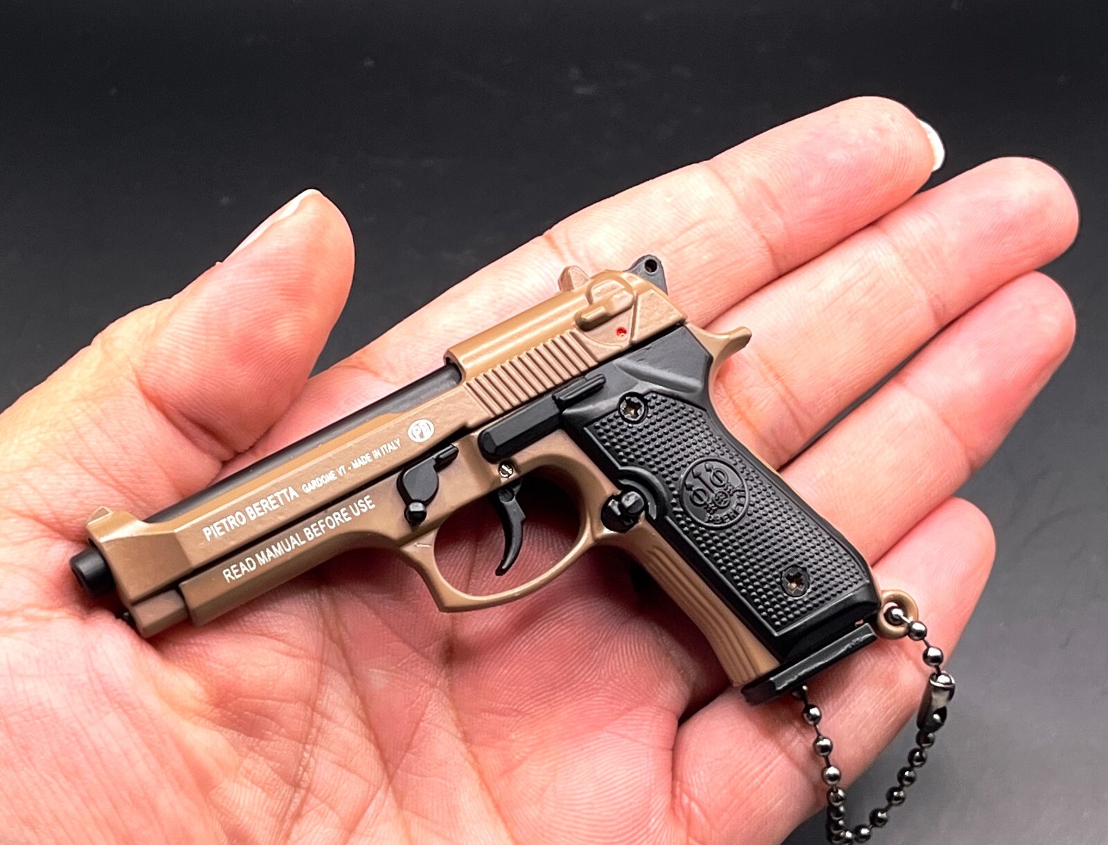 1:3 Beretta 92F Keychain Pistol Sand Color….CASE INCLUDED