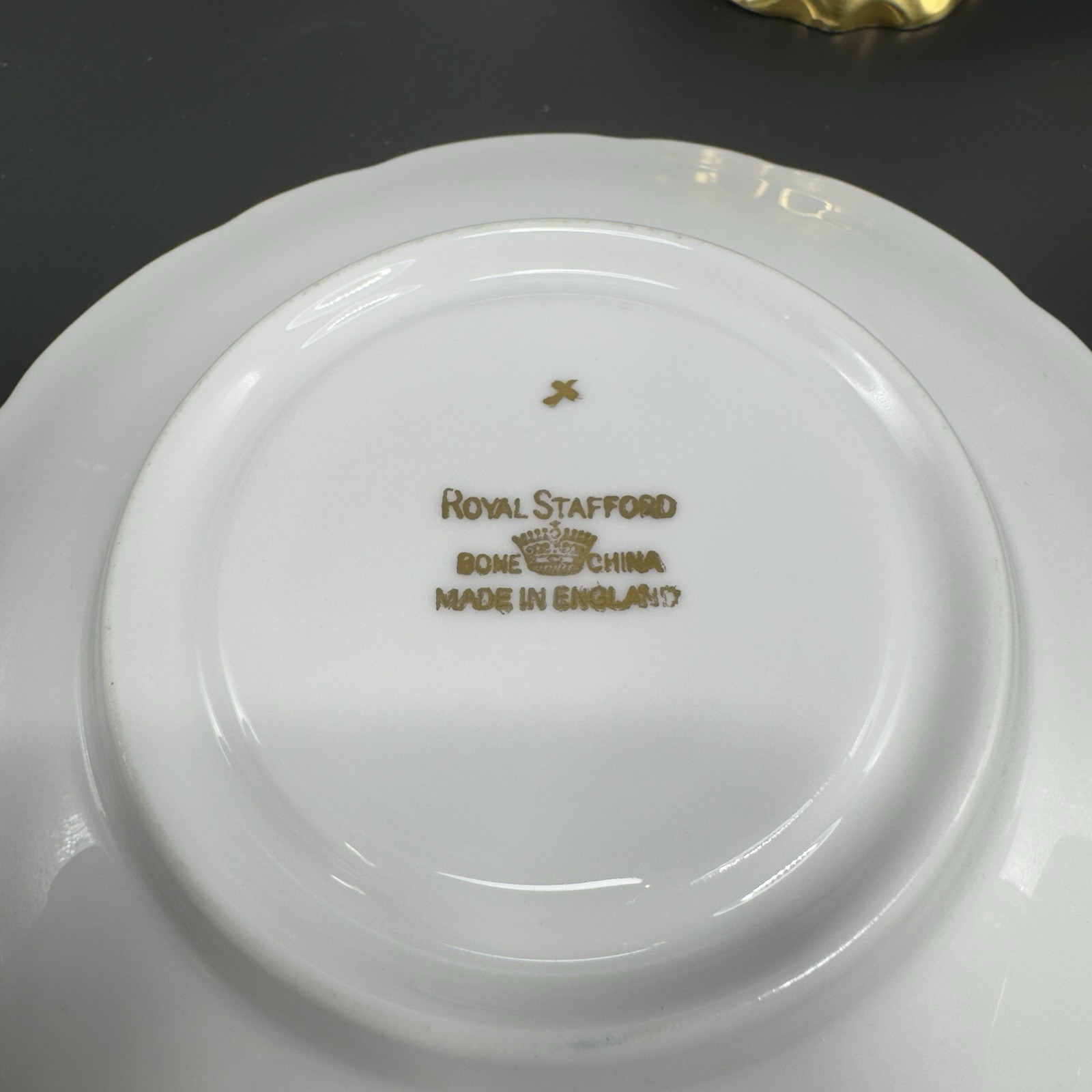Royal Stafford Fine Porcelain China Teacup And Saucer England Heavy Gold Pattern