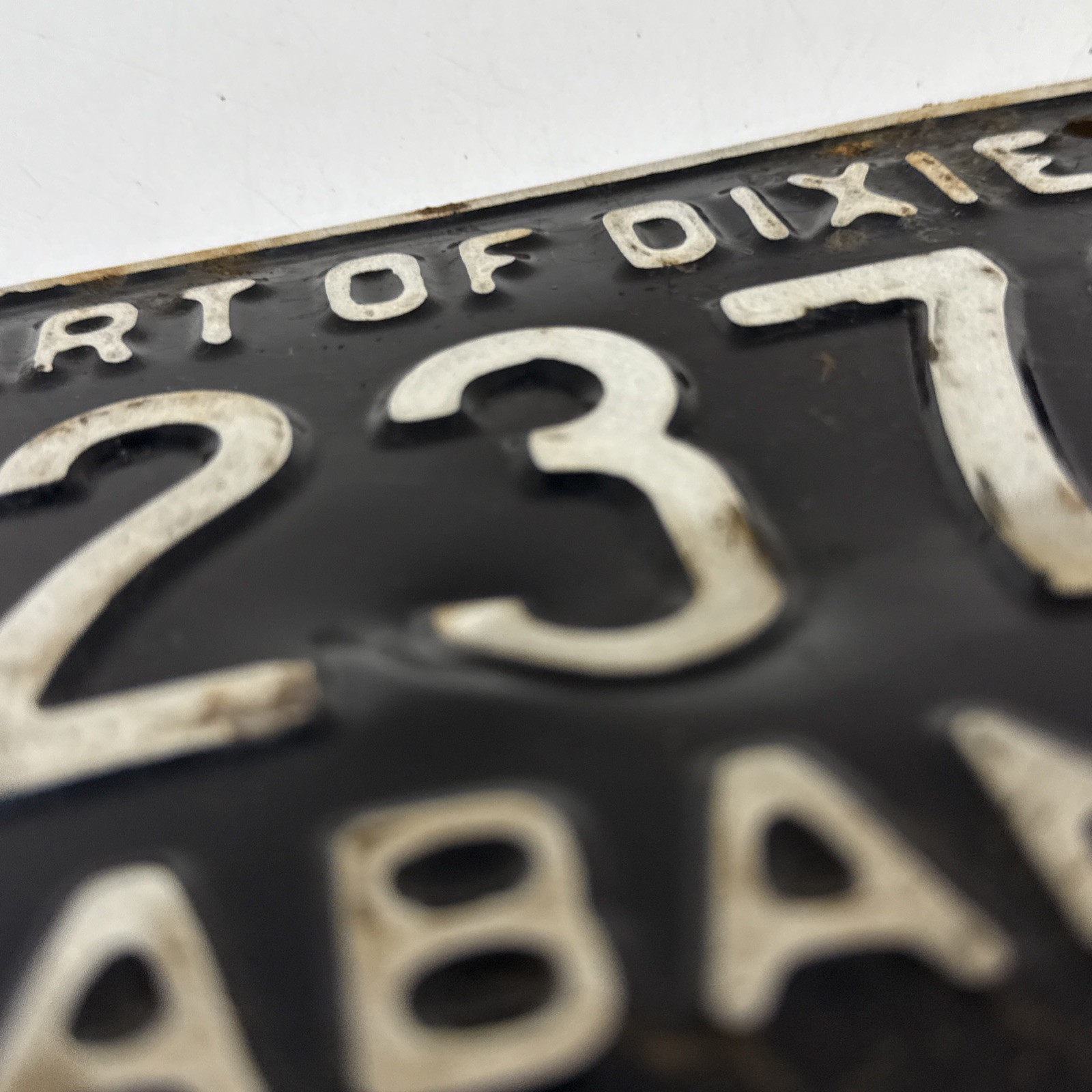 Vintage 1966 Alabama Heart of Dixie License Plate Tag Black & White Original