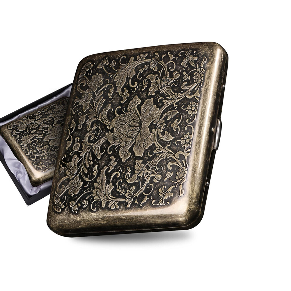 Vintage Metal Cigarette Case Box Tobacco Holder for 20pc King Cigarettes