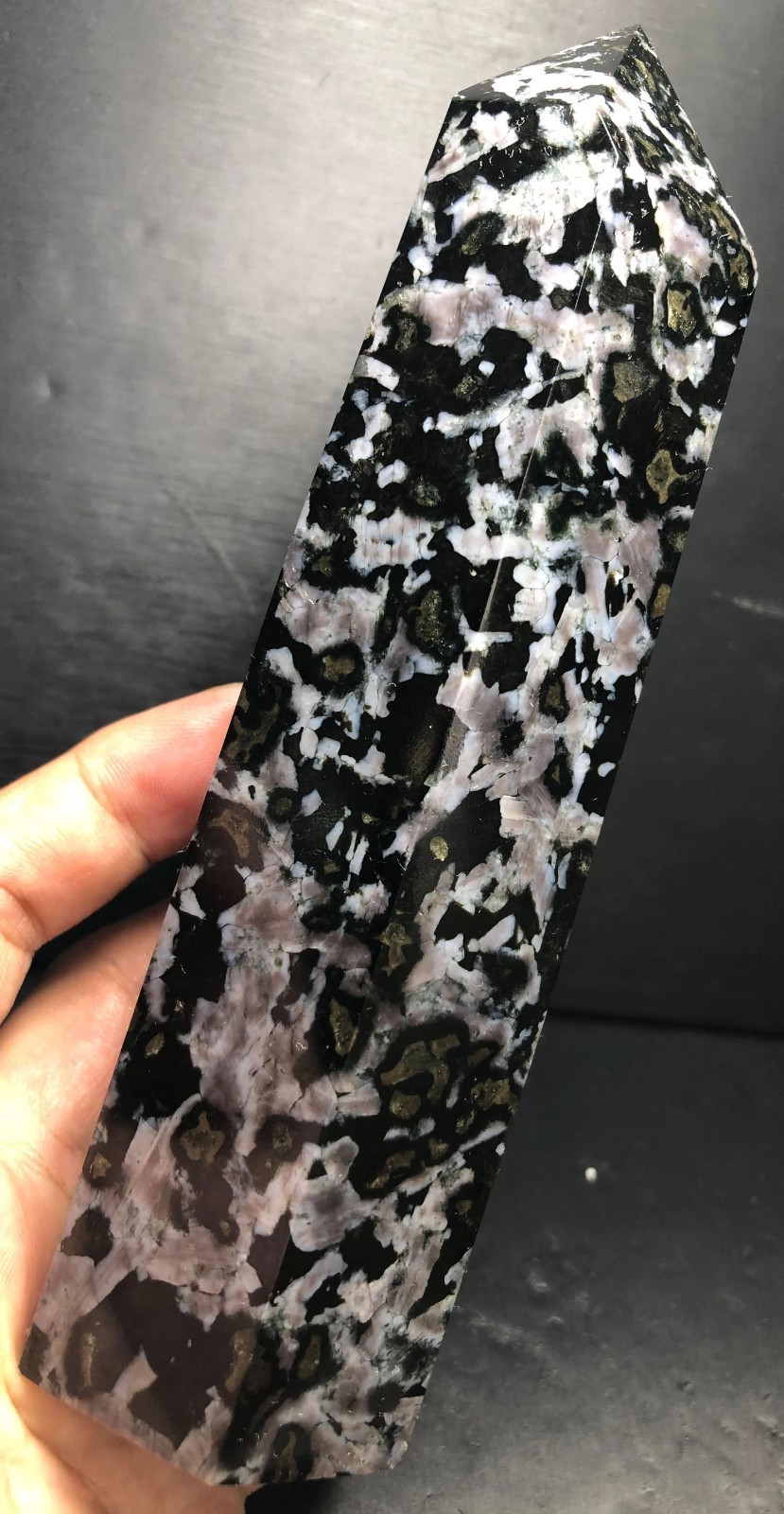645g 162mm Indigo Gabbro Terminated Generator Mystic Merlinite Crystal Point