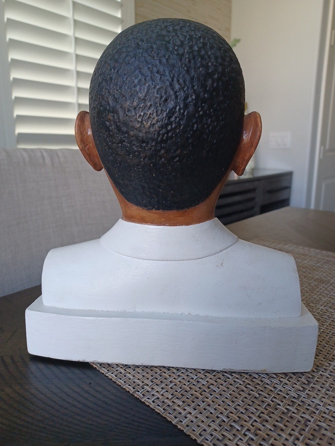 Barack Obama Hand Carved Wood Bust Sculpture Artist Ray Landry May 2009