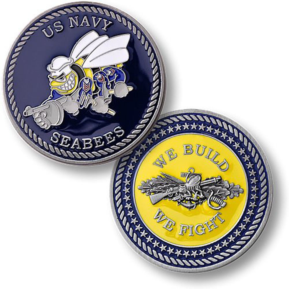 NEW U.S. Navy Seabees „We Build We Fight“ Challenge Coin.
