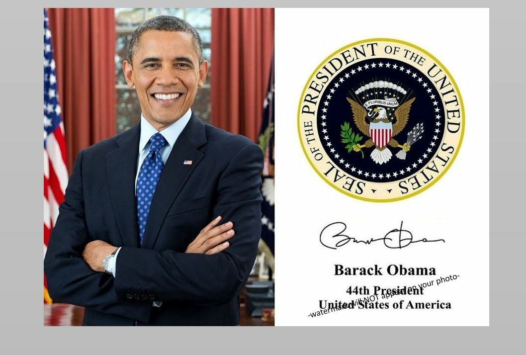 President Barack Obama Official PHOTO Portrait Art Print Seal Autograph Repro
