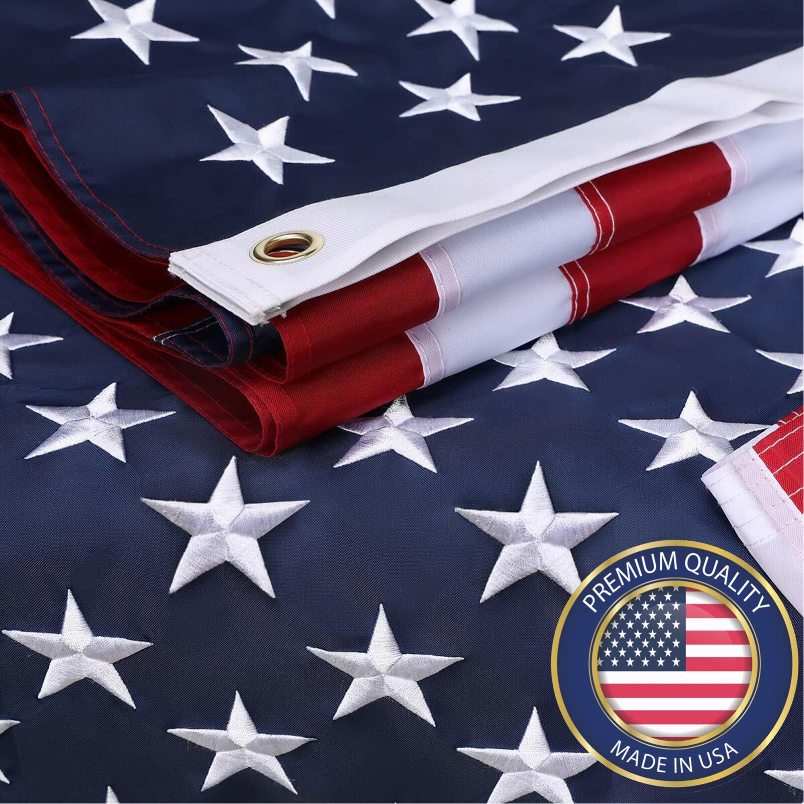 4×6 FT Outdoor Embroidered American Flag Made in USA Luxury Embroidered Star US