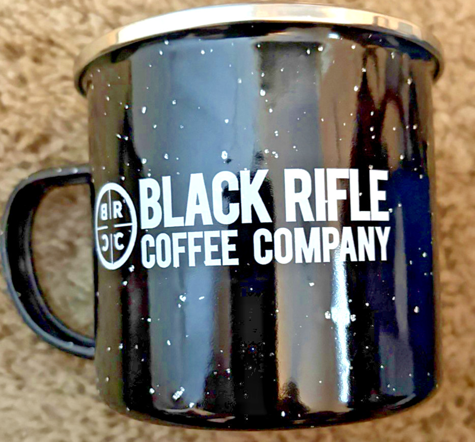 Black Rifle Coffee Company Black Enamel Mug Cup Tin &12 oz Coffee