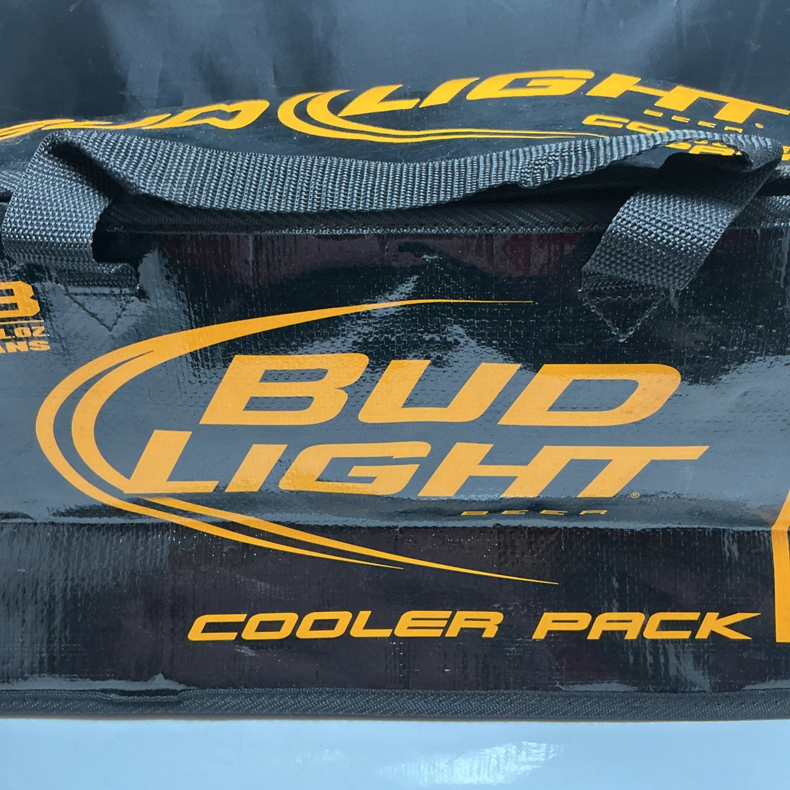 2009 Bud Light Cooler Pack, Holds 18 Cans – Black w/ Yellow Text Variant HTF