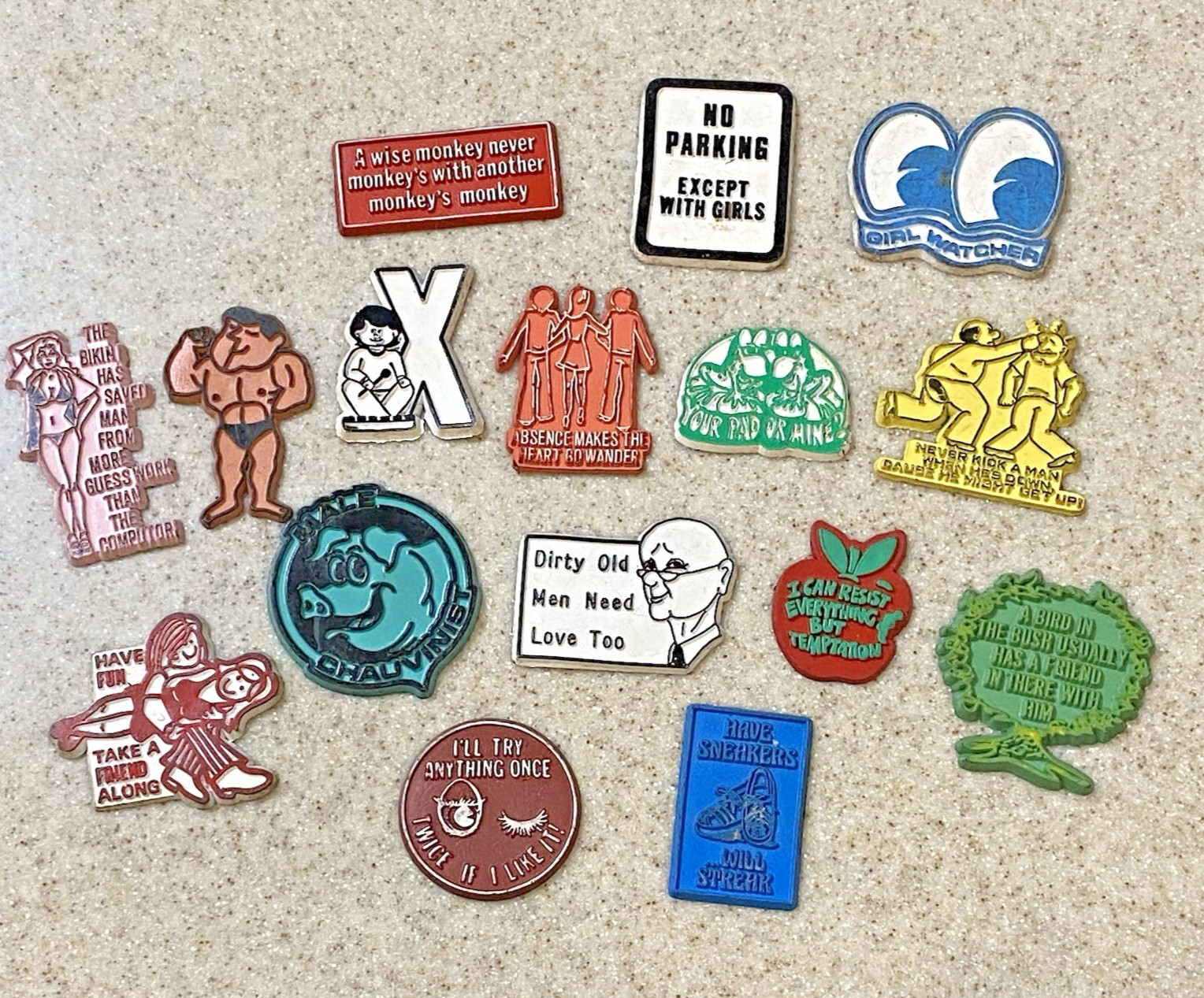 VTG x16 1970s Rubber Fridge Magnets Magnetic Novelties Funny Silly Sexy Dirty