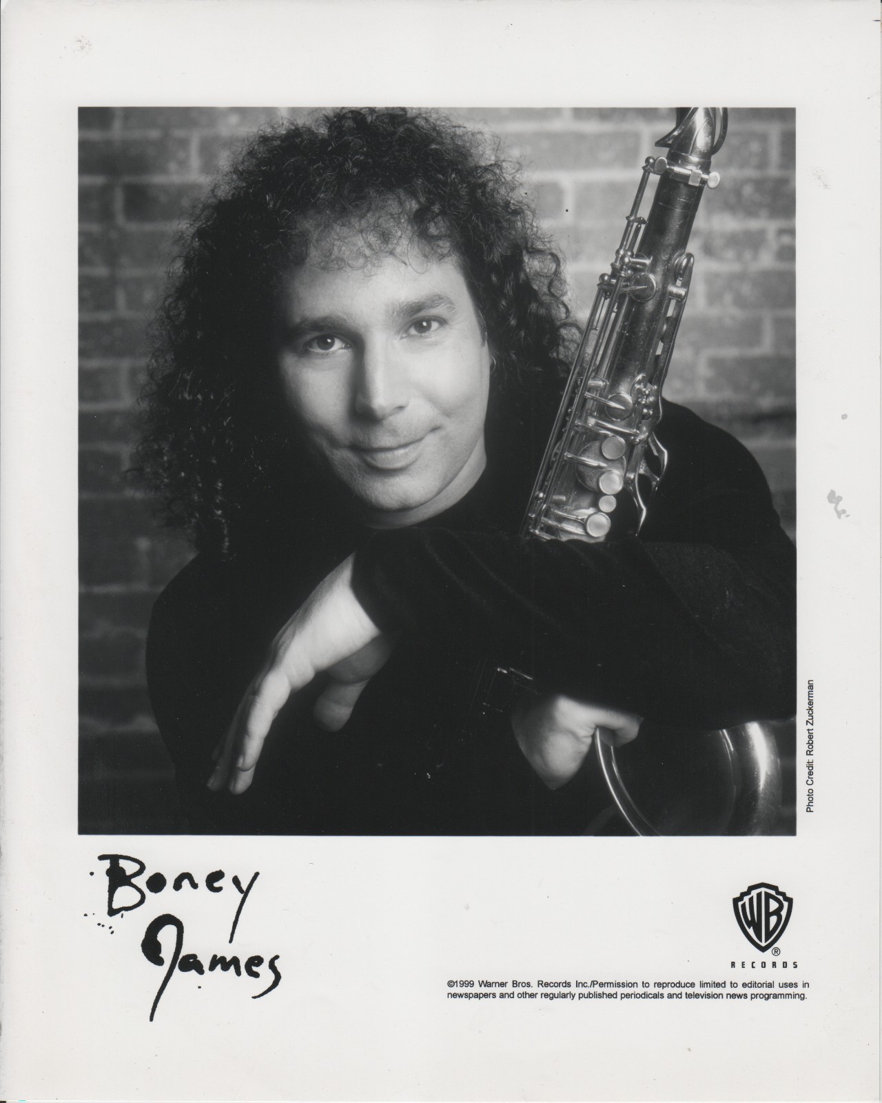 Contemporary Jazz Saxophonist BONEY JAMES B&W 8×10 Publicity PHOTO 1999