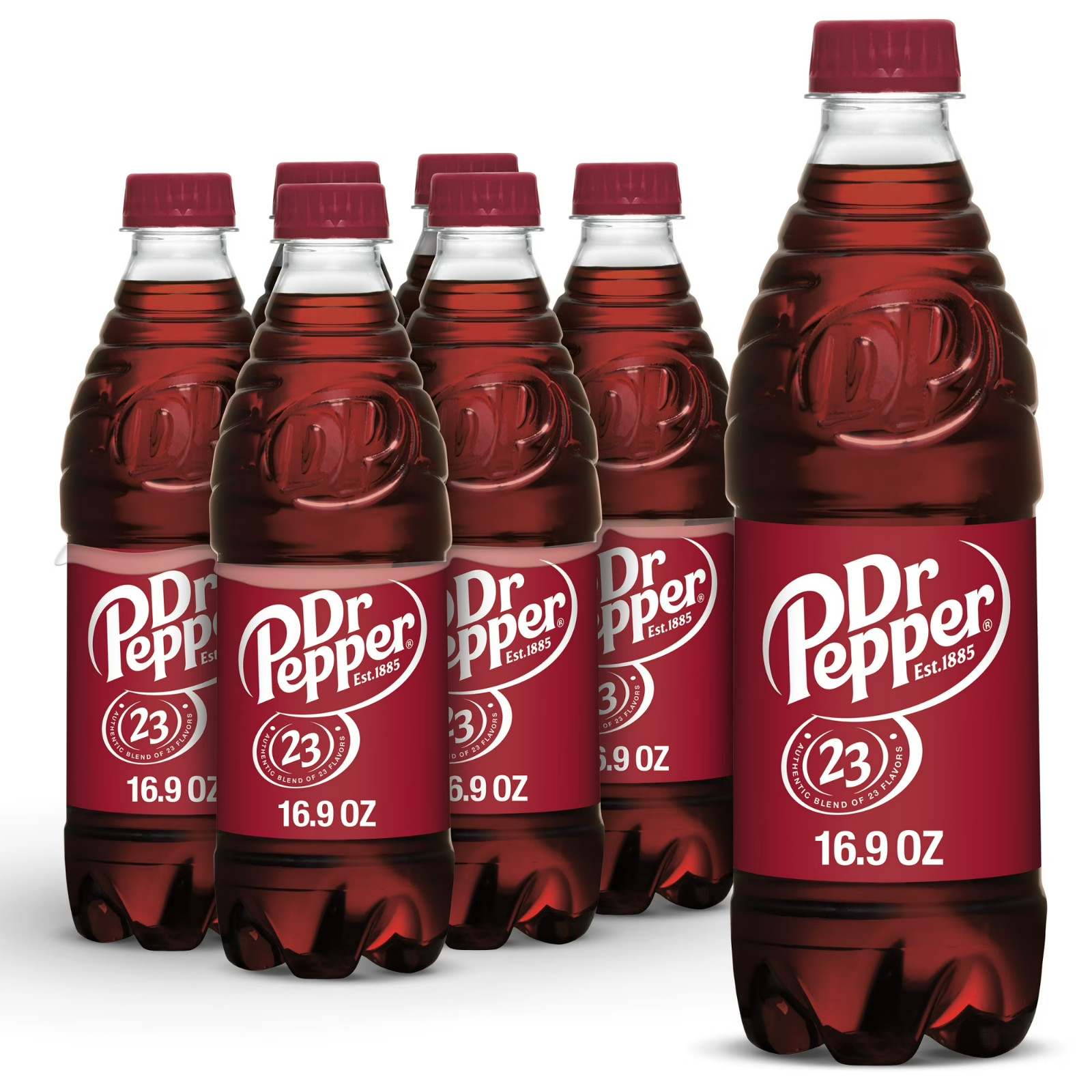 Dr Pepper Soda Pop, 16.9 fl oz, 6 Pack Bottles Free Shipping