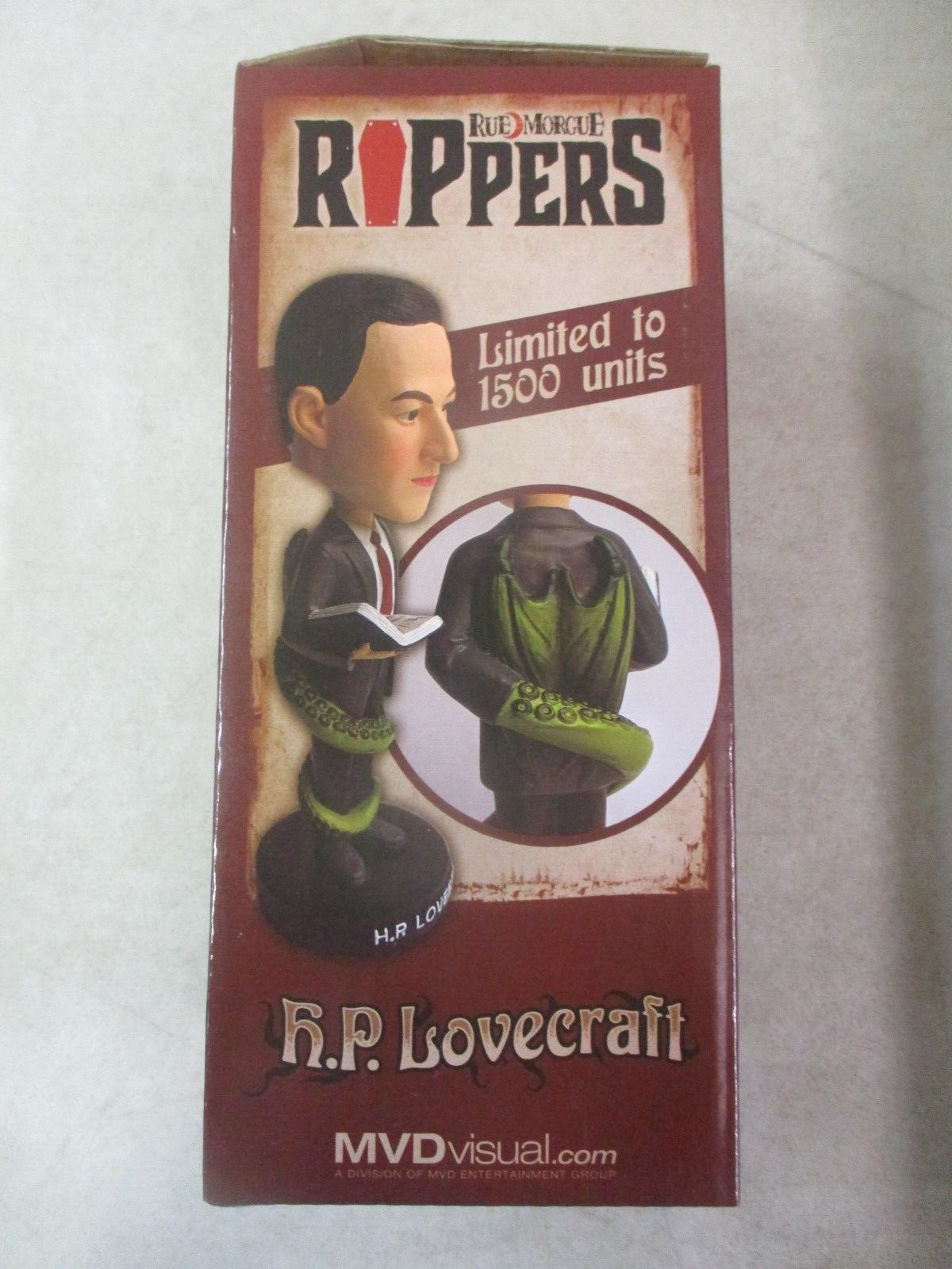 H.P. LOVECRAFT LIMITED EDITION 7″ BOBBLEHEAD WITH BOX RUE MORGUE RIPPERS CTHULHU
