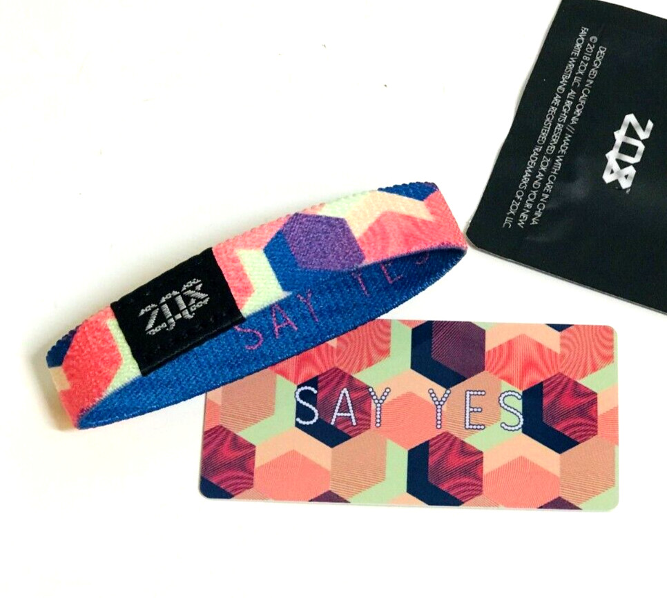 ZOX *SAY YES“ silver single Small MYS/FG NIP Wristband w/Card