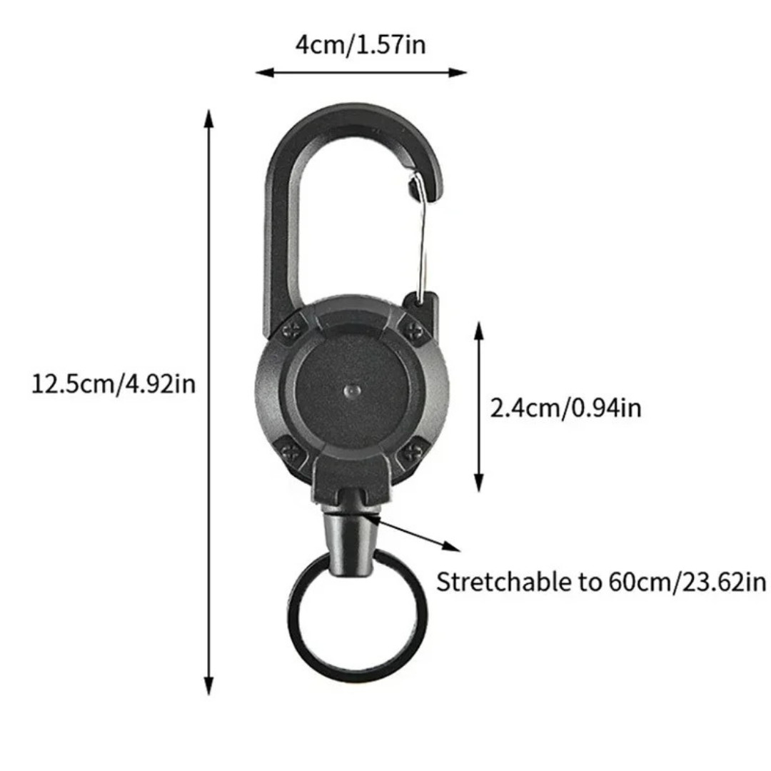 2Pcs Heavy Duty Keychain Retractable Carabiner Car Key Chain with Badge Holder
