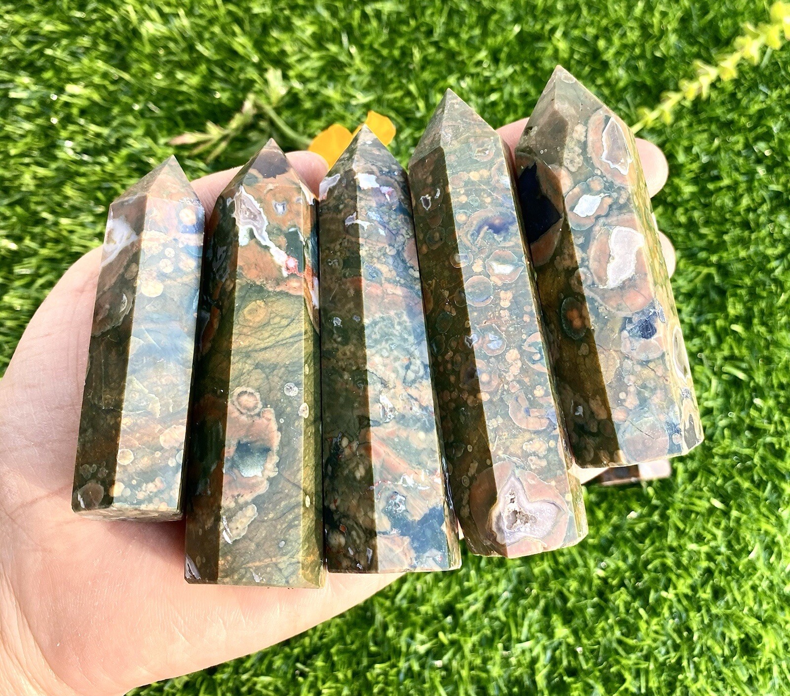 Wholesale Lot 1 Lb Natural Rainforest Jasper Aka Rhyolite Tower Point Crystal